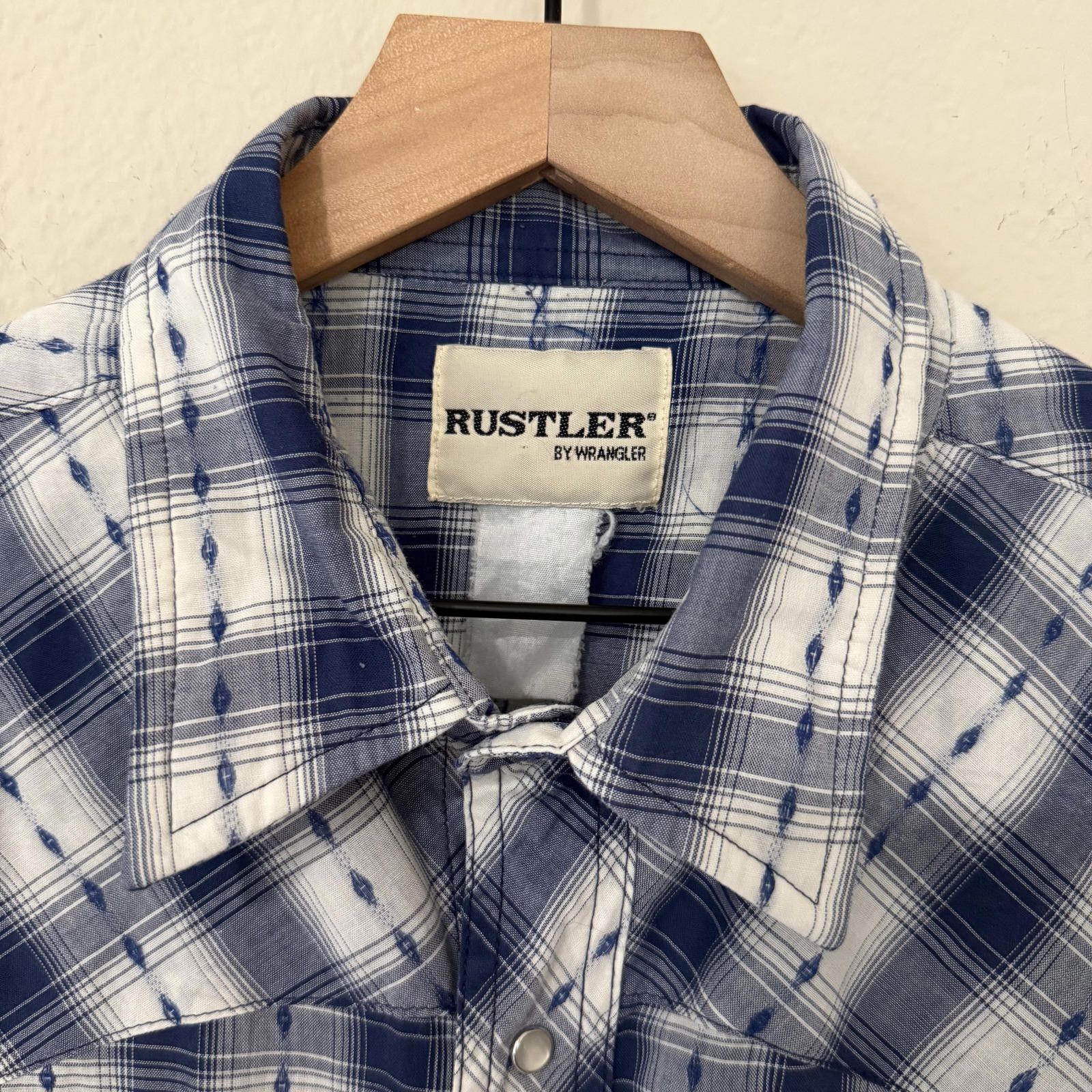 Wrangler Wrangler Shirt Men's Blue Rustler Vintage Pearl Snap Size US M / EU 48-50 / 2 - 2 Thumbnail