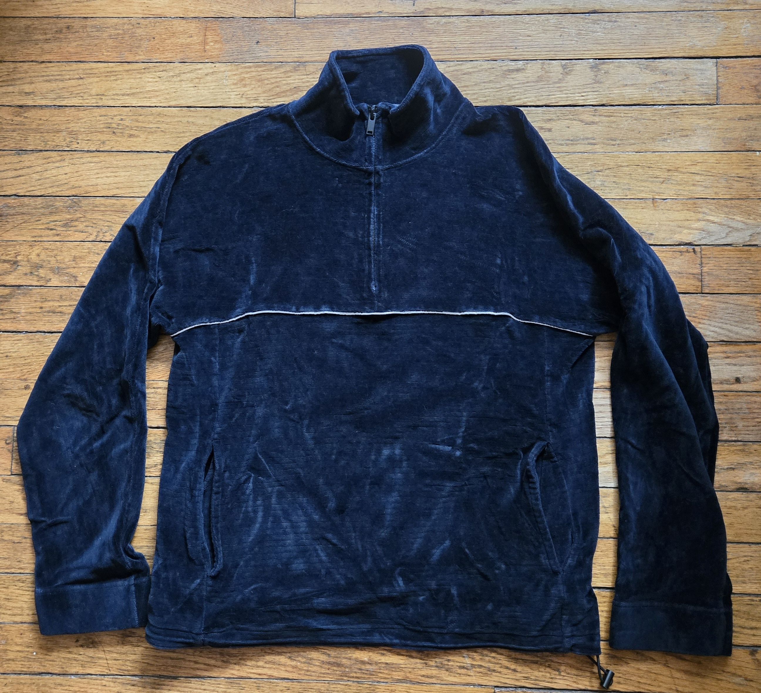 A.P.C. APC Paris M Bike Ribbed Blue Velvet Half Zip Sweatshirt Size US M / EU 48-50 / 2 - 1 Thumbnail