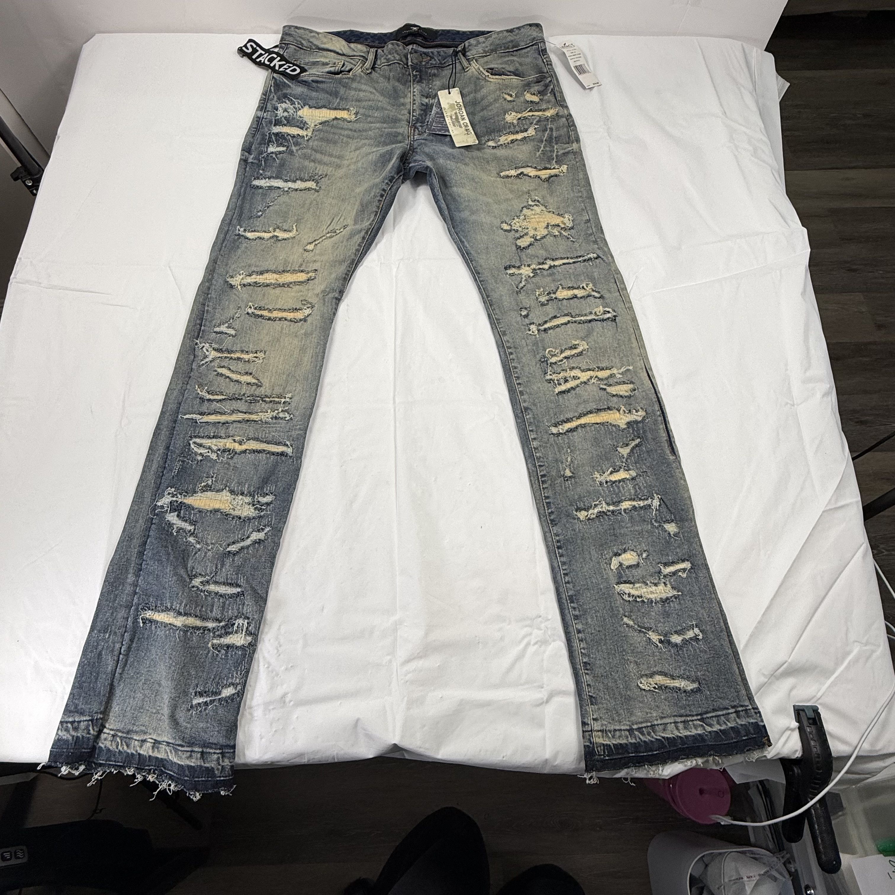 Jordan Craig Martin Stacked Distressed Jeans Mens 38