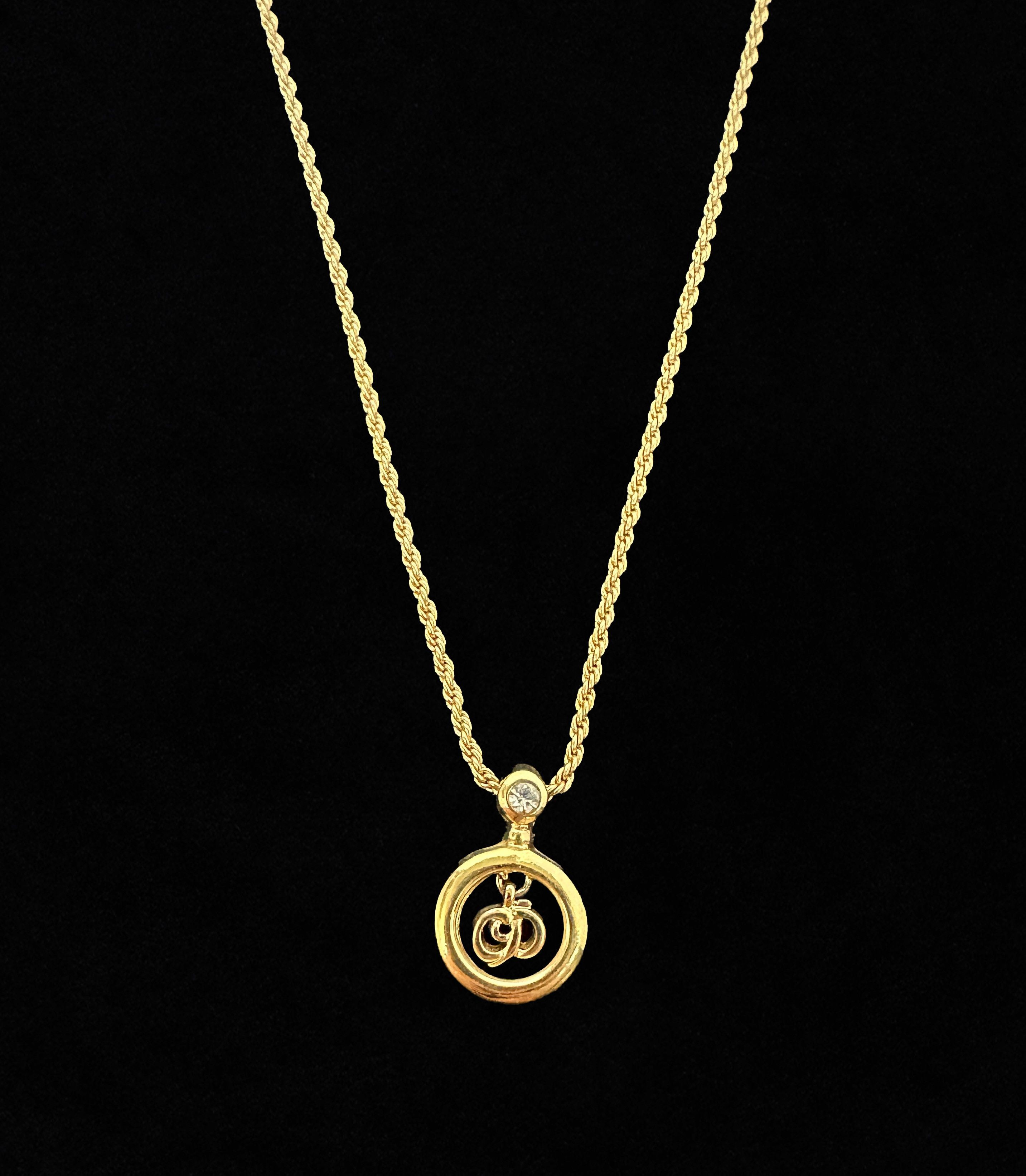 Dior Vintage Christian Dior CD Logo Crystal Accent Gold Necklace Size ONE SIZE - 5 Thumbnail