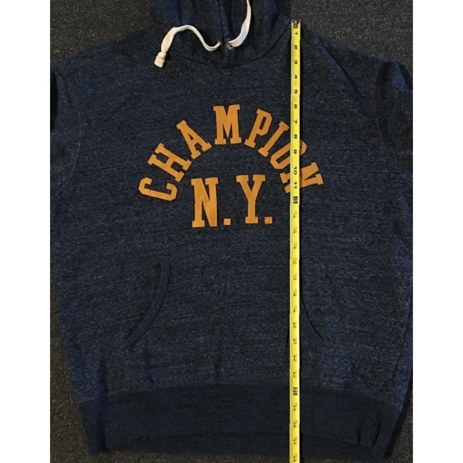 Champion Champion NY Spellout Hoodie L Hoodie Mens Blue 90s College Hip Hop Vintage NYC Track & Field Style Pullover Size US L / EU 52-54 / 3 - 6 Thumbnail