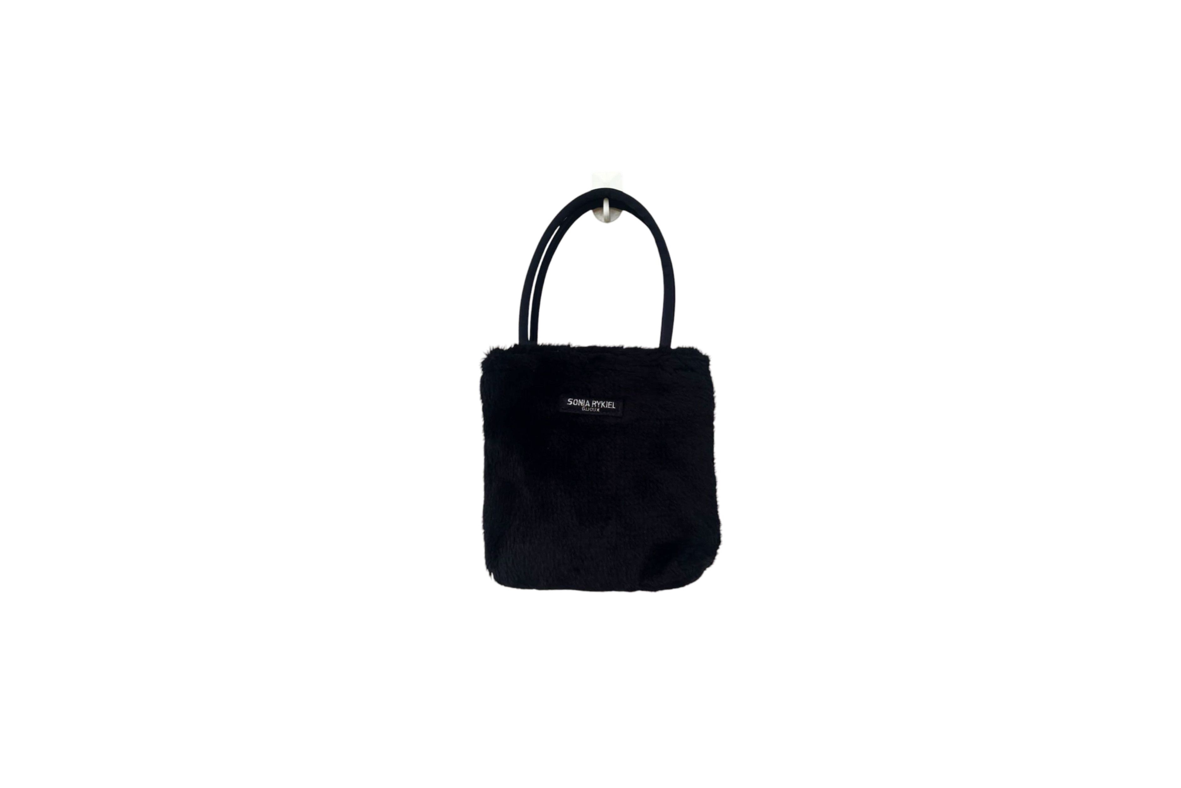 Sonia Rykiel Bijoux Plain Black Faux Fur Mini Top Handle Bag, Women's
