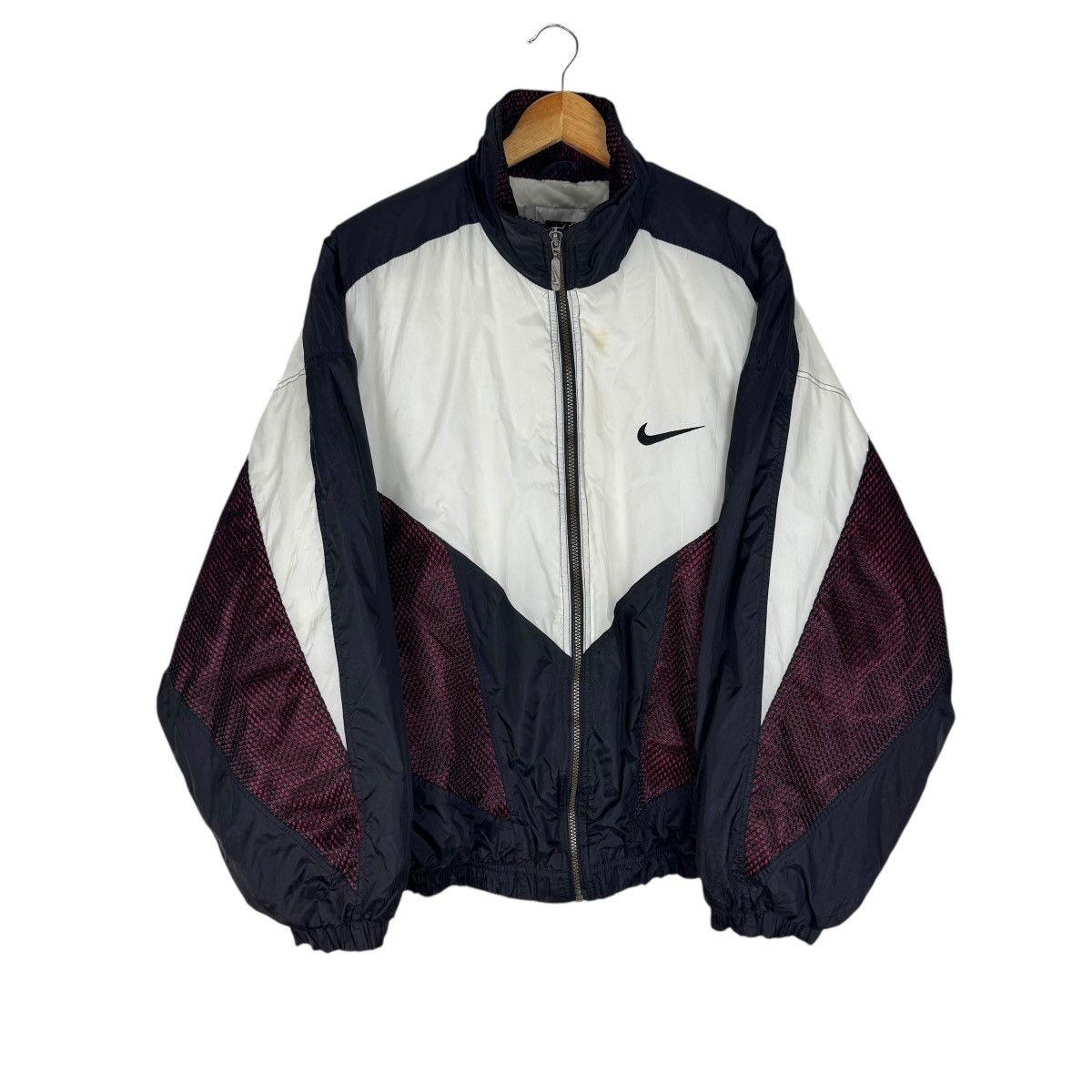 Nike 🌟VINTAGE 90s NIKE SWOOSH WINDBREAKER JACKET Size US L / EU 52-54 / 3 - 1 Thumbnail