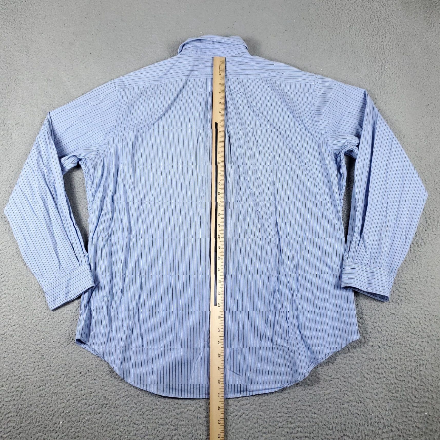 Ralph Lauren VINTAGE Ralph Lauren Shirt Mens 16.5 Blue Striped Dress Button-Down Long Sleeve, Regular, 100% Cotton, Non-Iron, Pockets, 90s/Classic Theme, Mens Size 42R - 5 Thumbnail