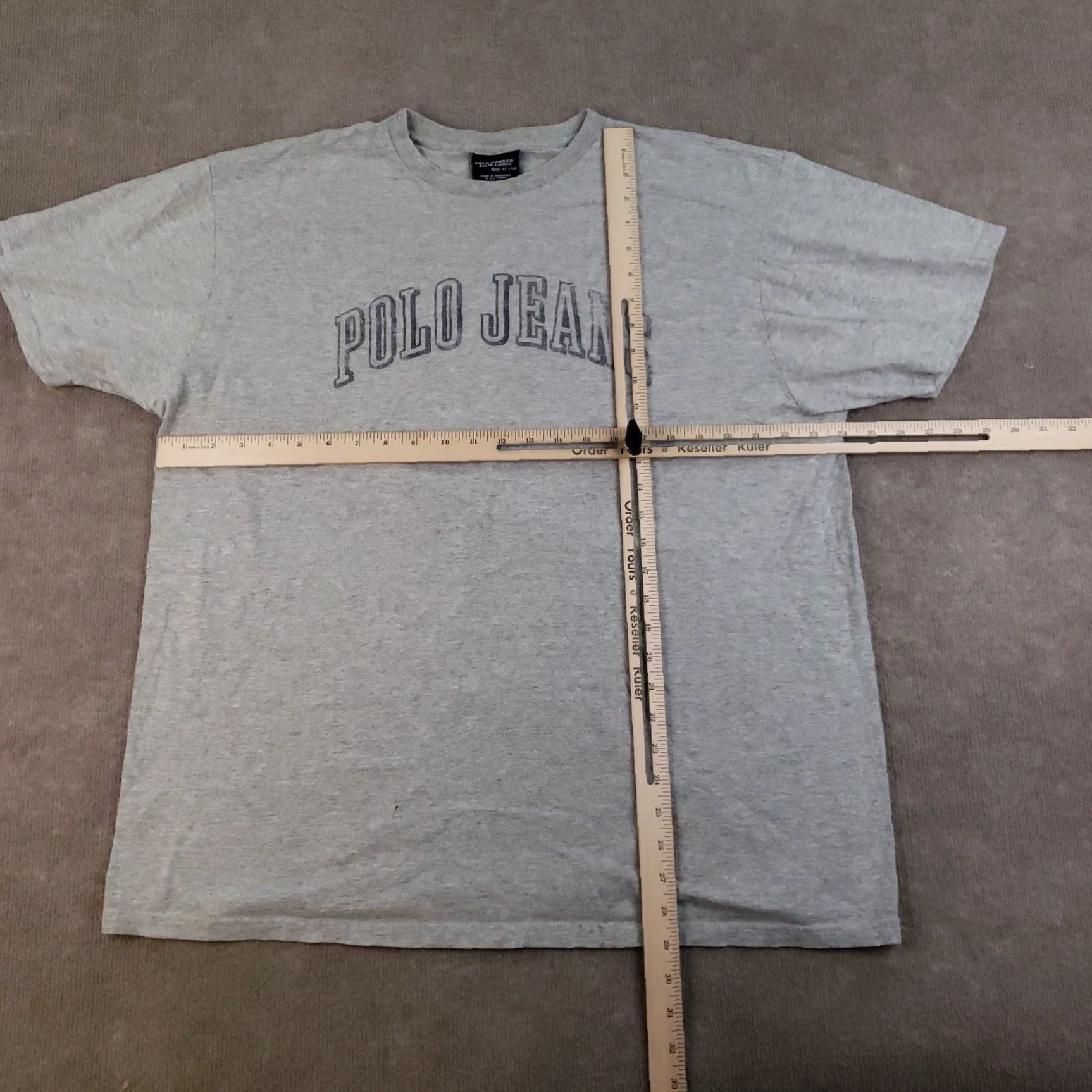 Vintage VINTAGE Polo Jeans Co Ralph Lauren Shirt Mens XL Gray Spell Out Tee Flaw Y2K Size US XL / EU 56 / 4 - 2 Thumbnail