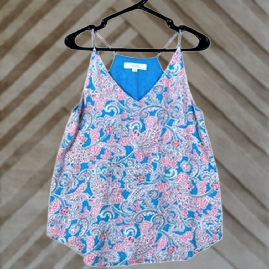 Loft LOFT Blouse Floral V-Neck Sleeveless Blue Pink White Lined Small Womens Shirt Summer Spring Casual Workwear Womens XS-S Size S / US 4 / IT 40 - 1 Thumbnail