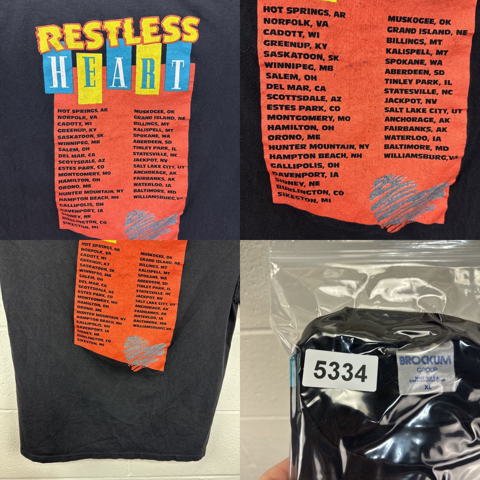 Vintage VINTAGE Brockum T-Shirt Band Restless Heart 1991 XL Black Short Sleeve Crew Neck Men Fans 90s 80s Tour Tee Portrait Graphic Print Easy Care Preshrunk Size US XL / EU 56 / 4 - 10 Thumbnail