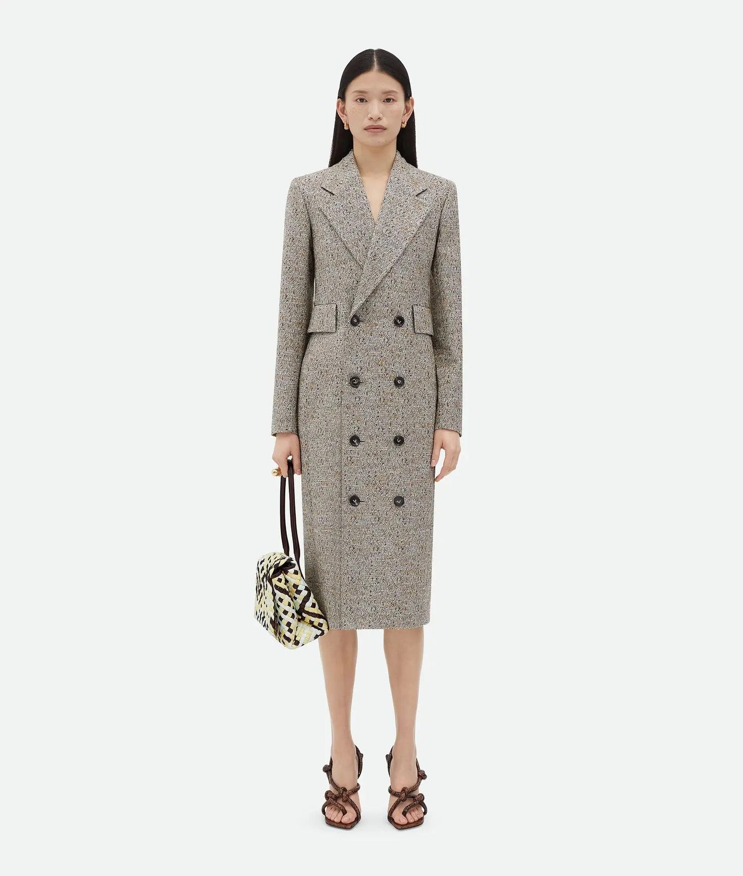 Bottega Veneta o1bcso1str0725 Textured Silk Blend Coat in Multicolor Size M / US 6-8 / IT 42-44 - 1 Thumbnail