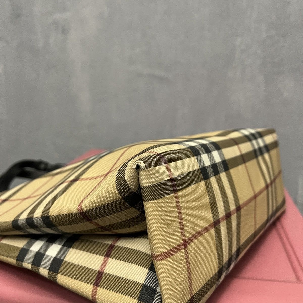 Burberry London Beige Nova Check Tote Double Handles Bag