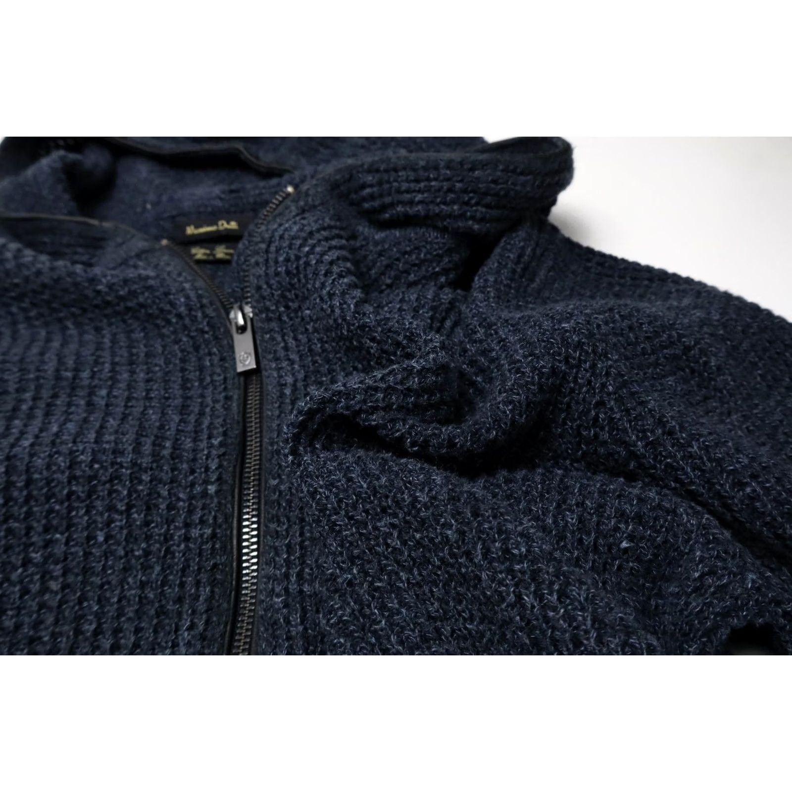 Massimo Dutti MASSIMO DUTTI Jumper Men's XL Full Zip Knitted Hooded Blue Cotton Linen Blend Size US XL / EU 56 / 4 - 6 Thumbnail
