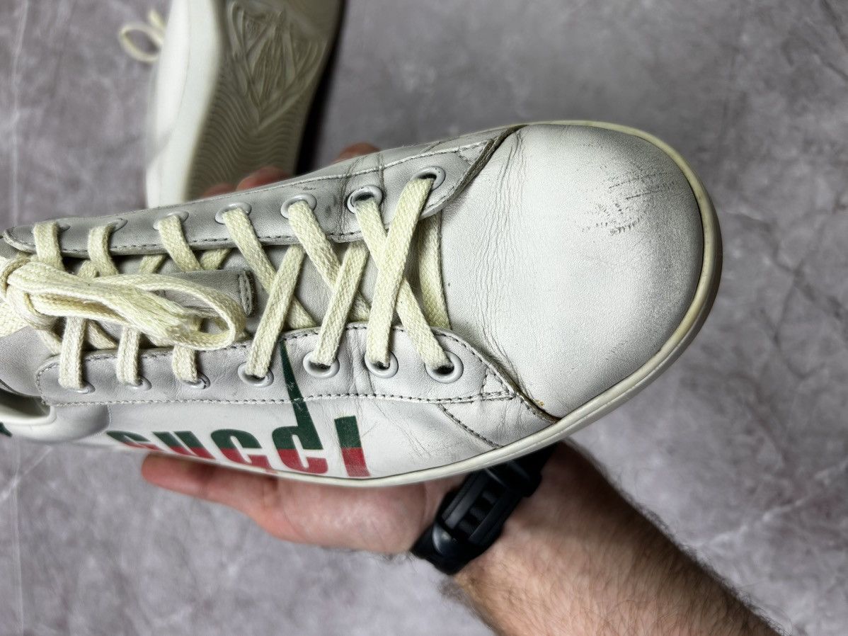 Designer Gucci Ace Blade Distressed Aged Lowtop sneakers Size US 10.5 / EU 43-44 - 7 Thumbnail
