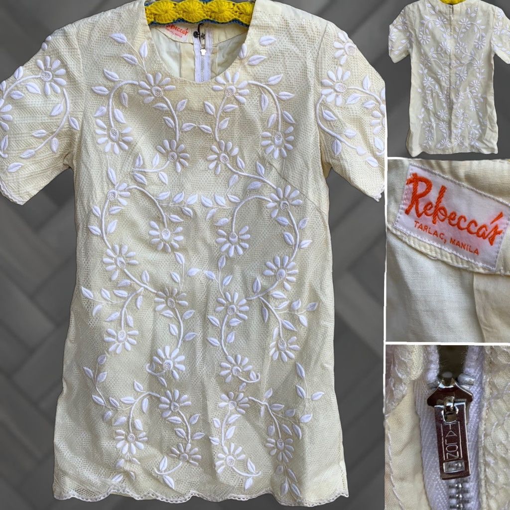 Vintage Vintage Rebecca’s Tarlac Manila Embroidered Dress Metal Talon Zipper Shift Dress Size S / US 4 / IT 40 - 1 Thumbnail