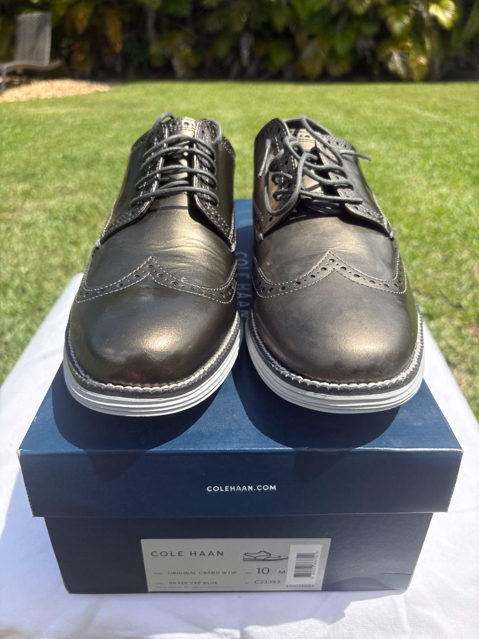 Cole Haan Cole Haan Silver Wingtip Dress Shoes Size US 10 / EU 43 - 1 Thumbnail