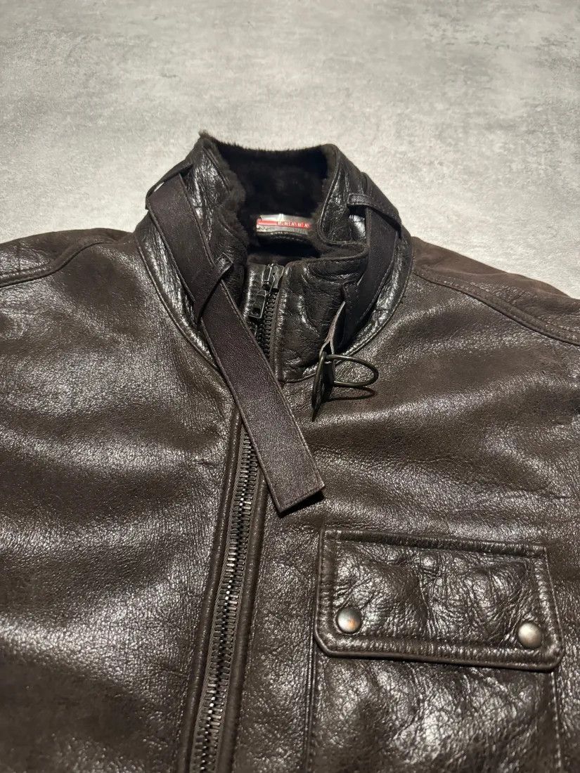 Prada × Vintage 2000s Prada Imperialist Fur Brown Leather Jacket Size US M / EU 48-50 / 2 - 9 Thumbnail