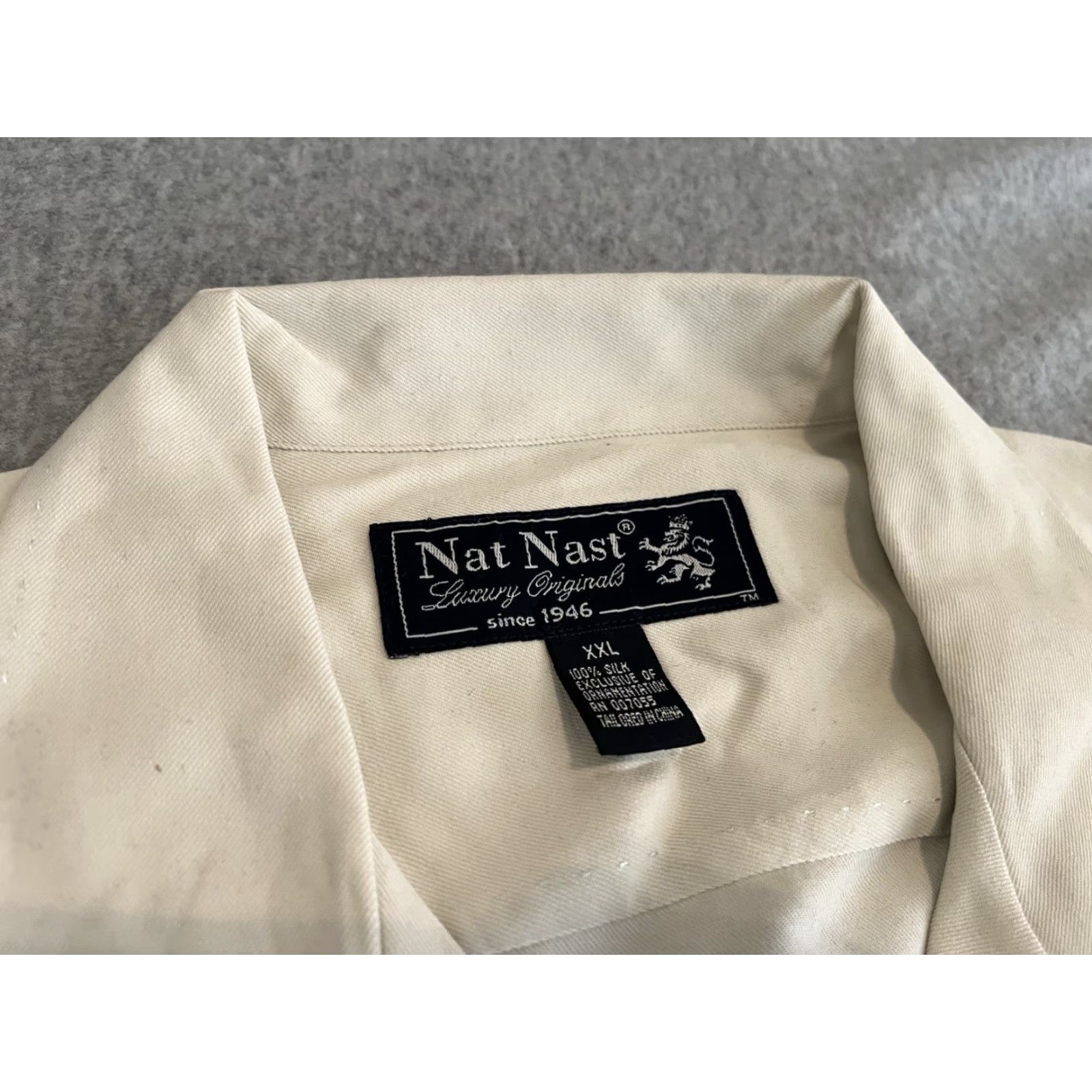 Nat Nast Nat Nast Embroidered Silk Shirt Mens 2XL Ivory Short Sleeve Button-Up Size US XXL / EU 58 / 5 - 2 Thumbnail