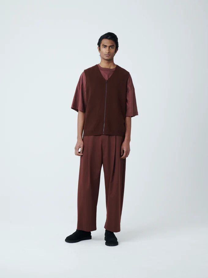Studio Nicholson o1mle0824 Rib Zipped Vest in Chestnut Size US S / EU 44-46 / 1 - 2 Thumbnail