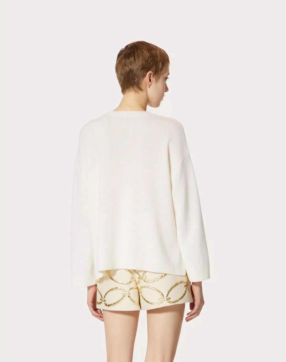 Valentino o1s1wg110426 Vlogo Chain Cashmere Jumper in Ivory Size XS / US 0-2 / IT 36-38 - 5 Thumbnail