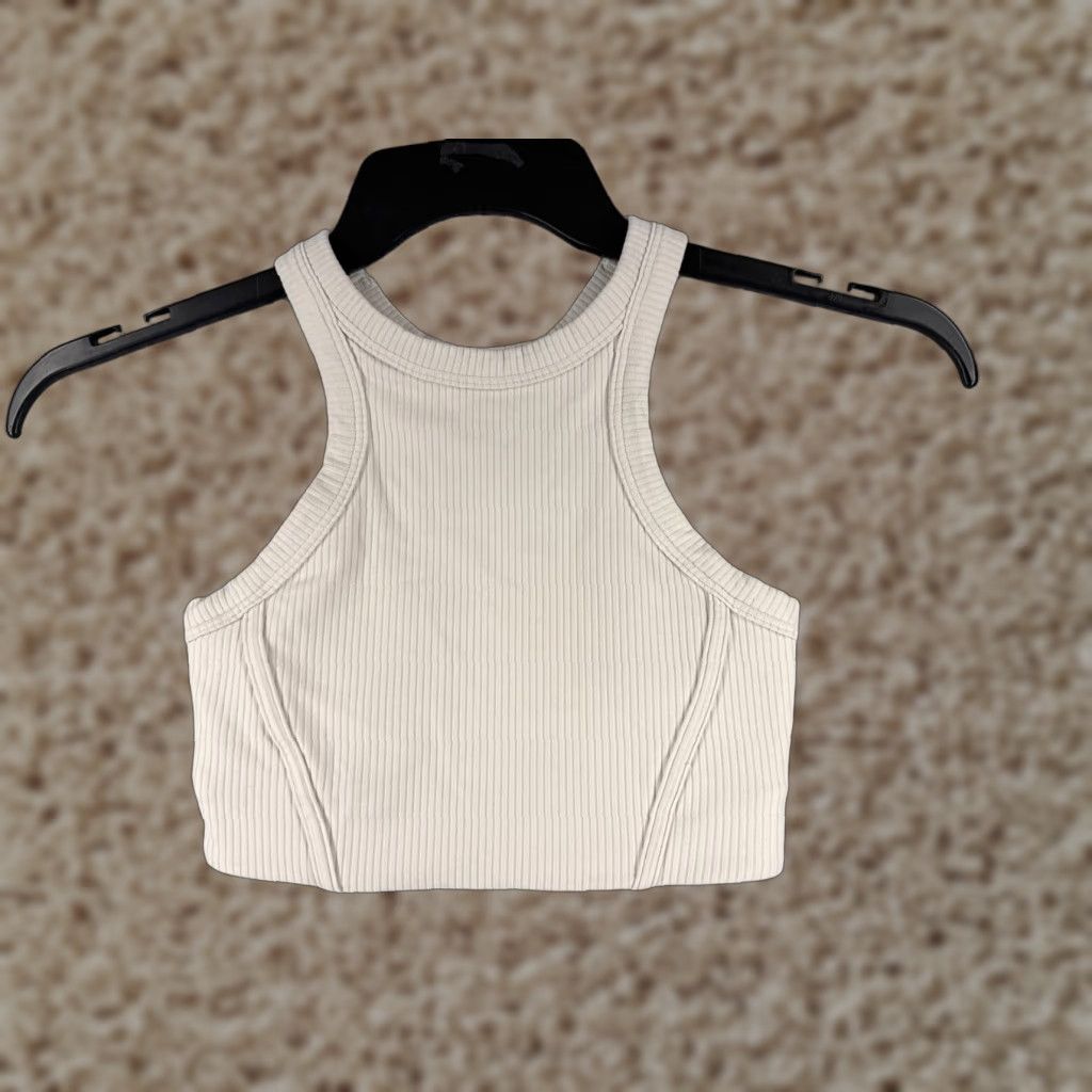 Lululemon Lululemon Shirt Women 2 Beige Ribbed High-Neck Yoga Bra Soft Nulu Fabric W2DKIS Size XS / US 0-2 / IT 36-38 - 1 Thumbnail