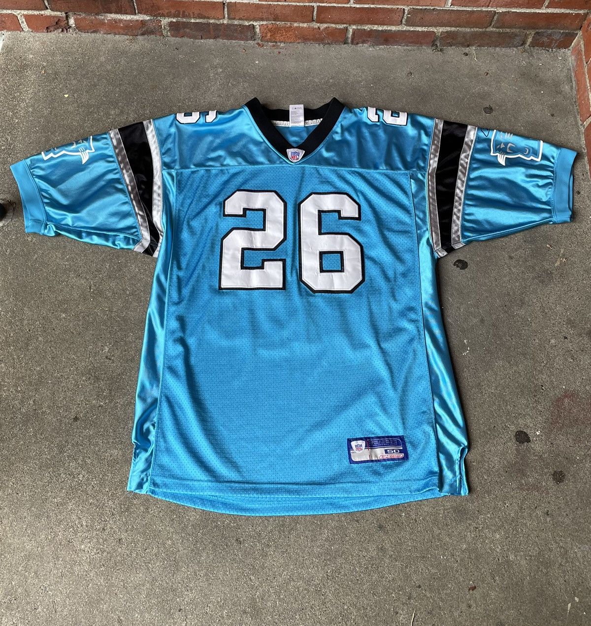 VTG RBK NFL Carolina Panthers #26 DeShaun Foster Sewn Jersey