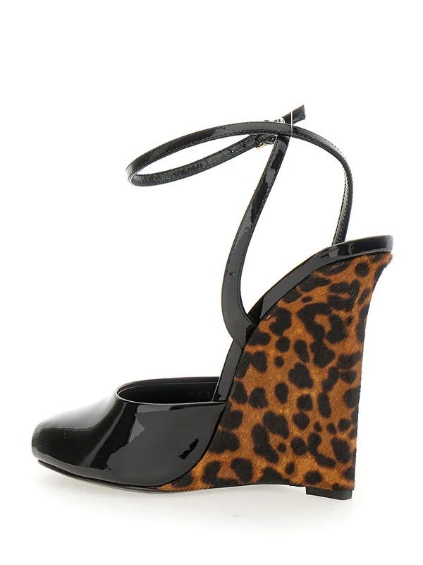 Saint Laurent Paris o1bcso1str0326 Scandale Leopard Wedge Heel in Black Size US 5 / IT 35 - 2 Thumbnail