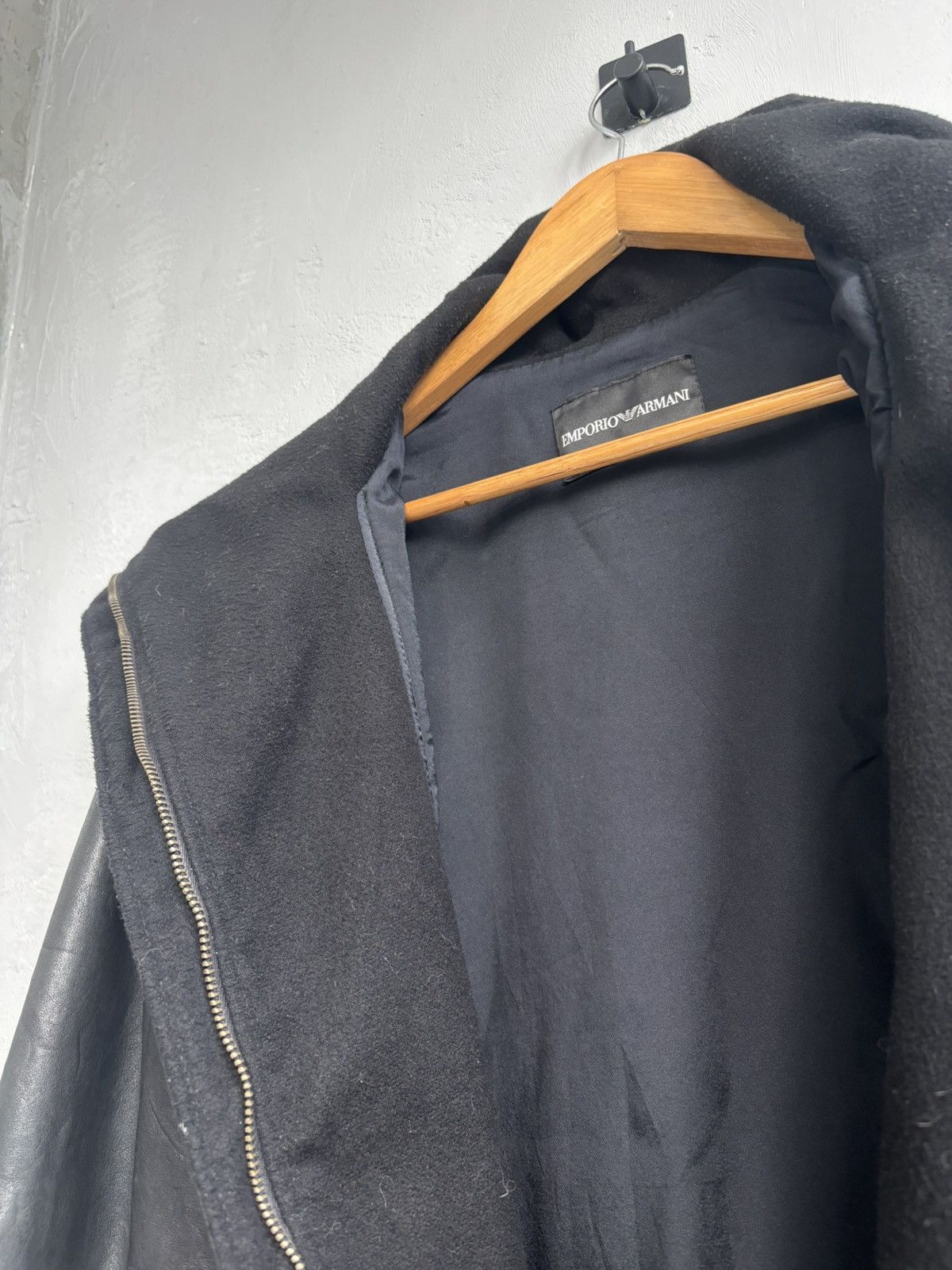Emporio Armani Emporio Armani 2009 asymmetrical high neck leather jacket Size US S / EU 44-46 / 1 - 12 Thumbnail