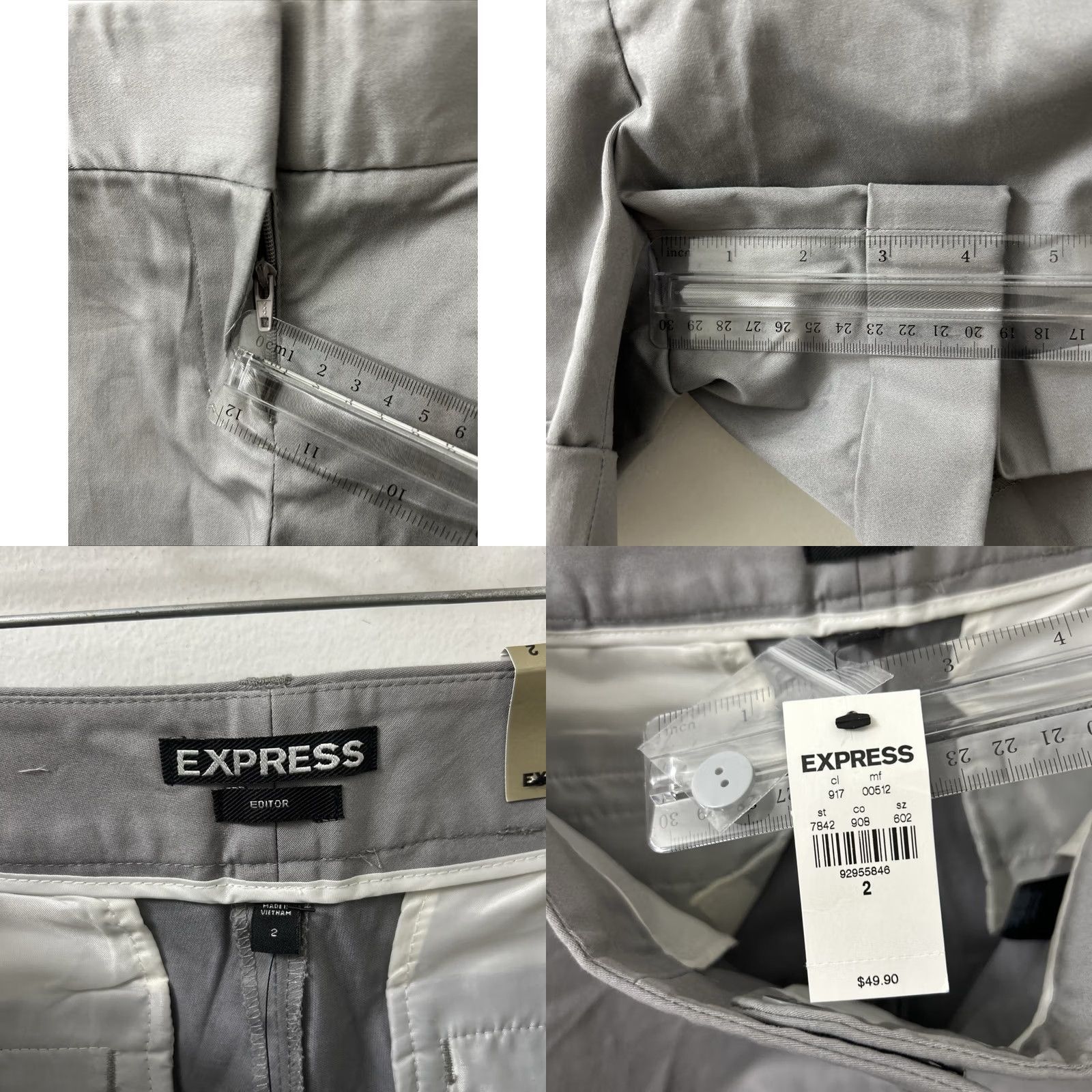 Express VINTAGE: No Express Editor Shorts Womens Size 2 Gray NWT Cotton Blend Stretch Cuffed Chino 4.5in Inseam Pockets Wool? Size 26" / US 2 / IT 38 - 8 Thumbnail
