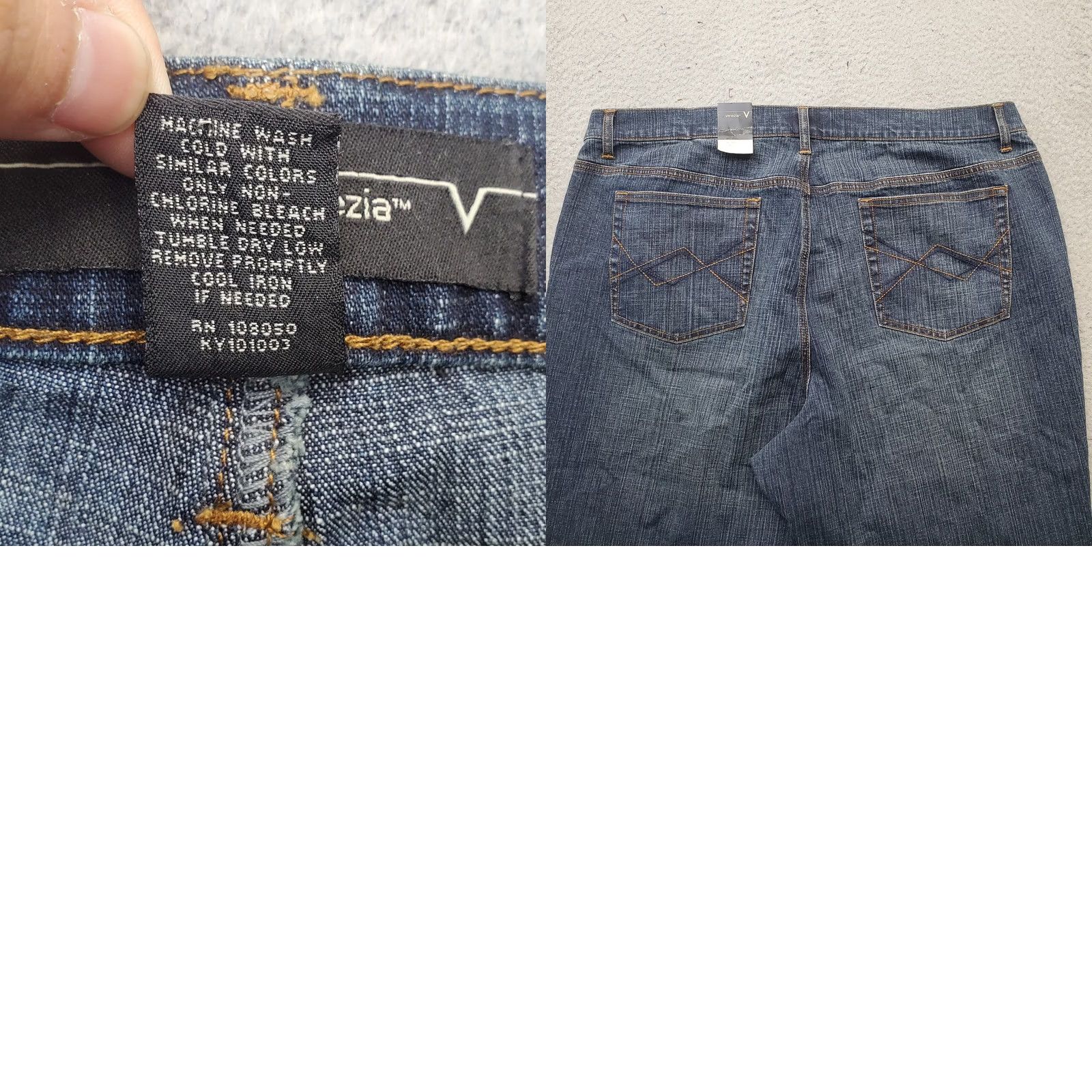 Denime Venezia Jeans Womens 24 Blue Denim Faded Stretch 5-Pockets Low Waist Relaxed Fit Jeans Size 42" / US 20 - 8 Thumbnail