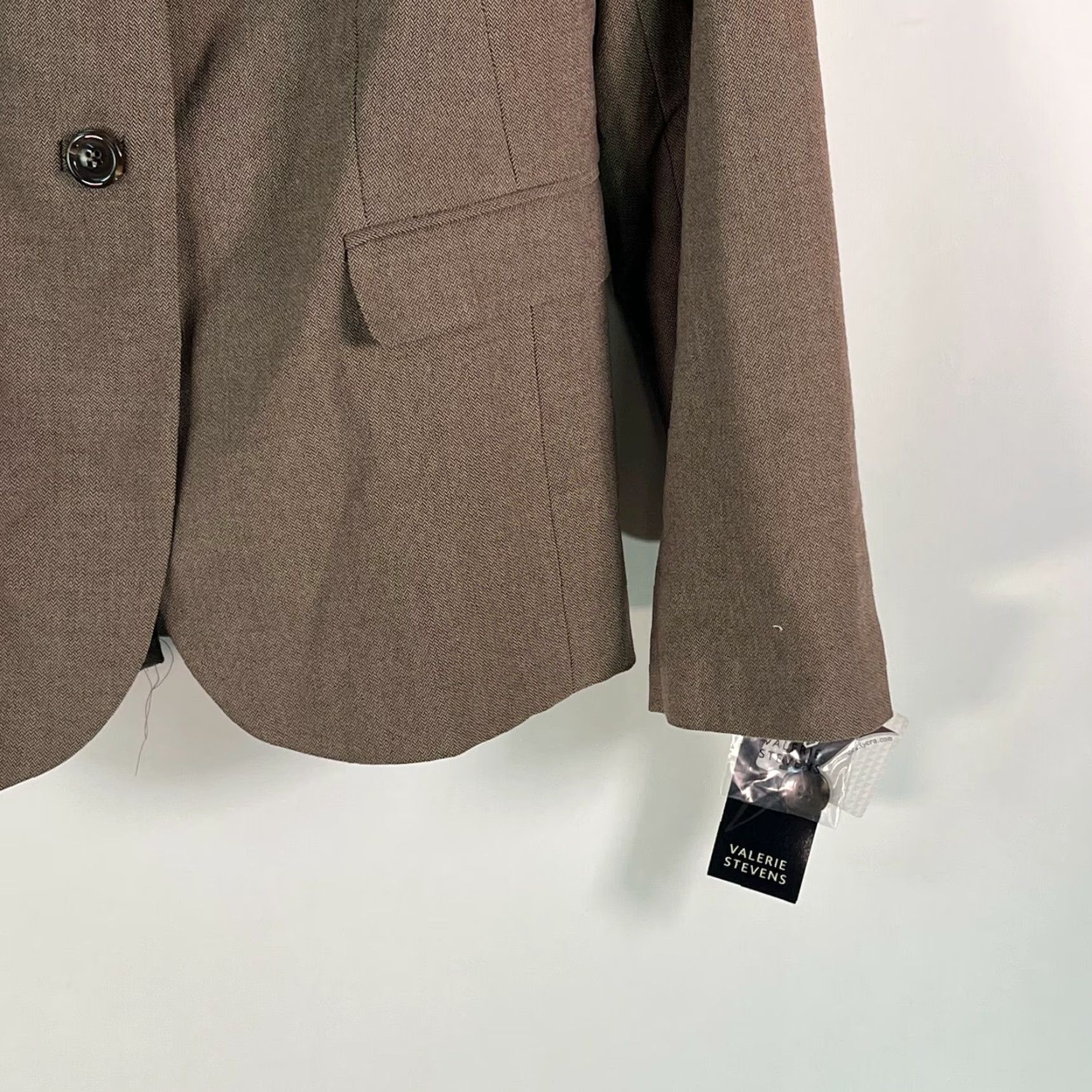 Vintage Valerie Stevens Chevron Notch Lapel Blazer Jacket Womens Size 8P Brown NWT Size M / US 6-8 / IT 42-44 - 5 Thumbnail