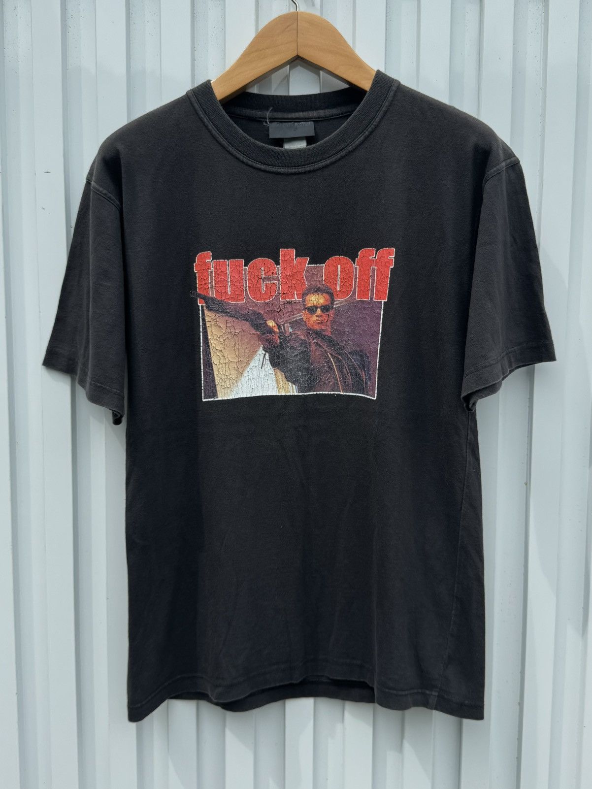 Vintage 💥Vintage Serial Killer Fuckoff Arnold Schwarzenegger T-Shirt Size US L / EU 52-54 / 3 - 1 Thumbnail