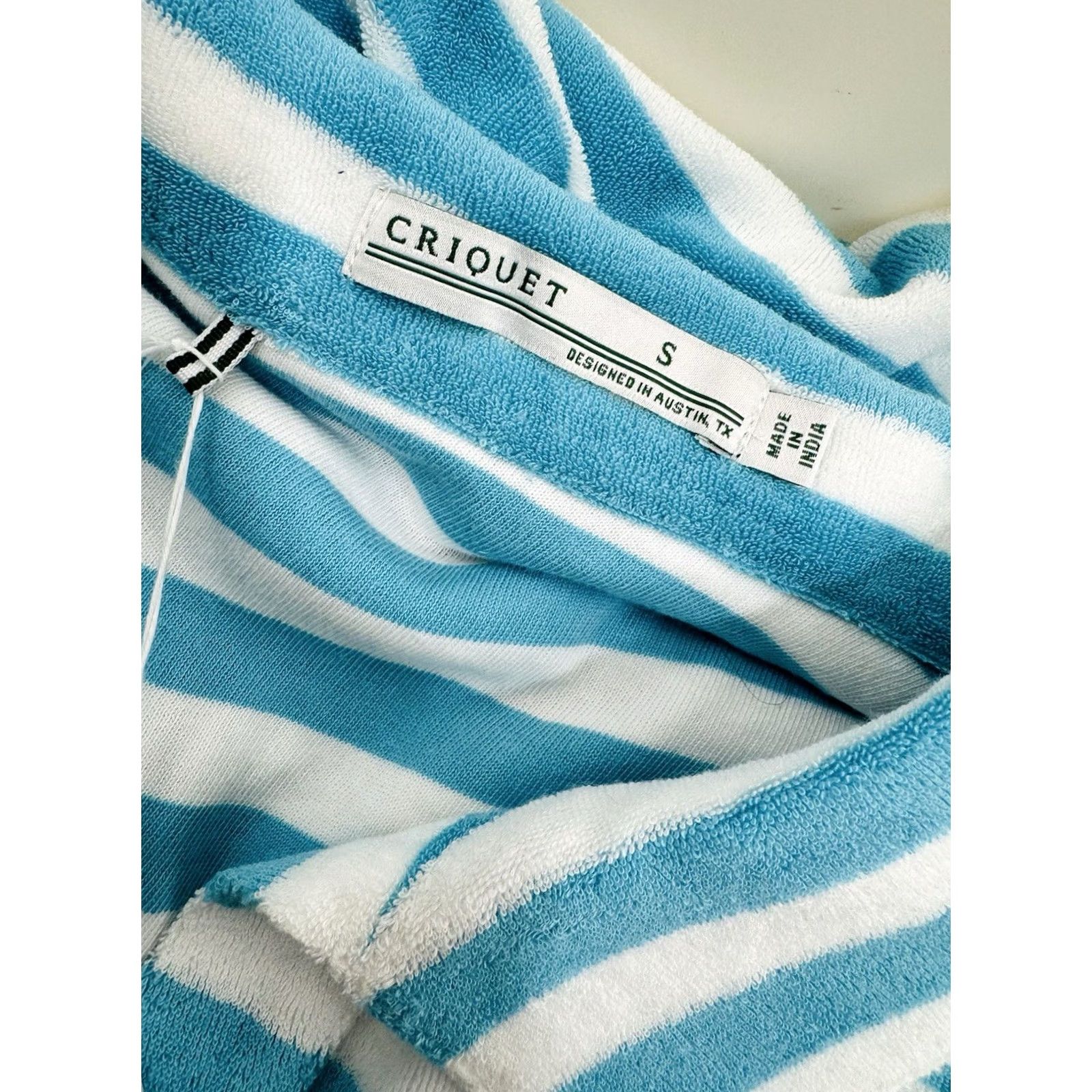 Vintage Criquet Polo Shirt Mens S Striped Terrycloth Greenish Blue White Golf Size US S / EU 44-46 / 1 - 5 Thumbnail