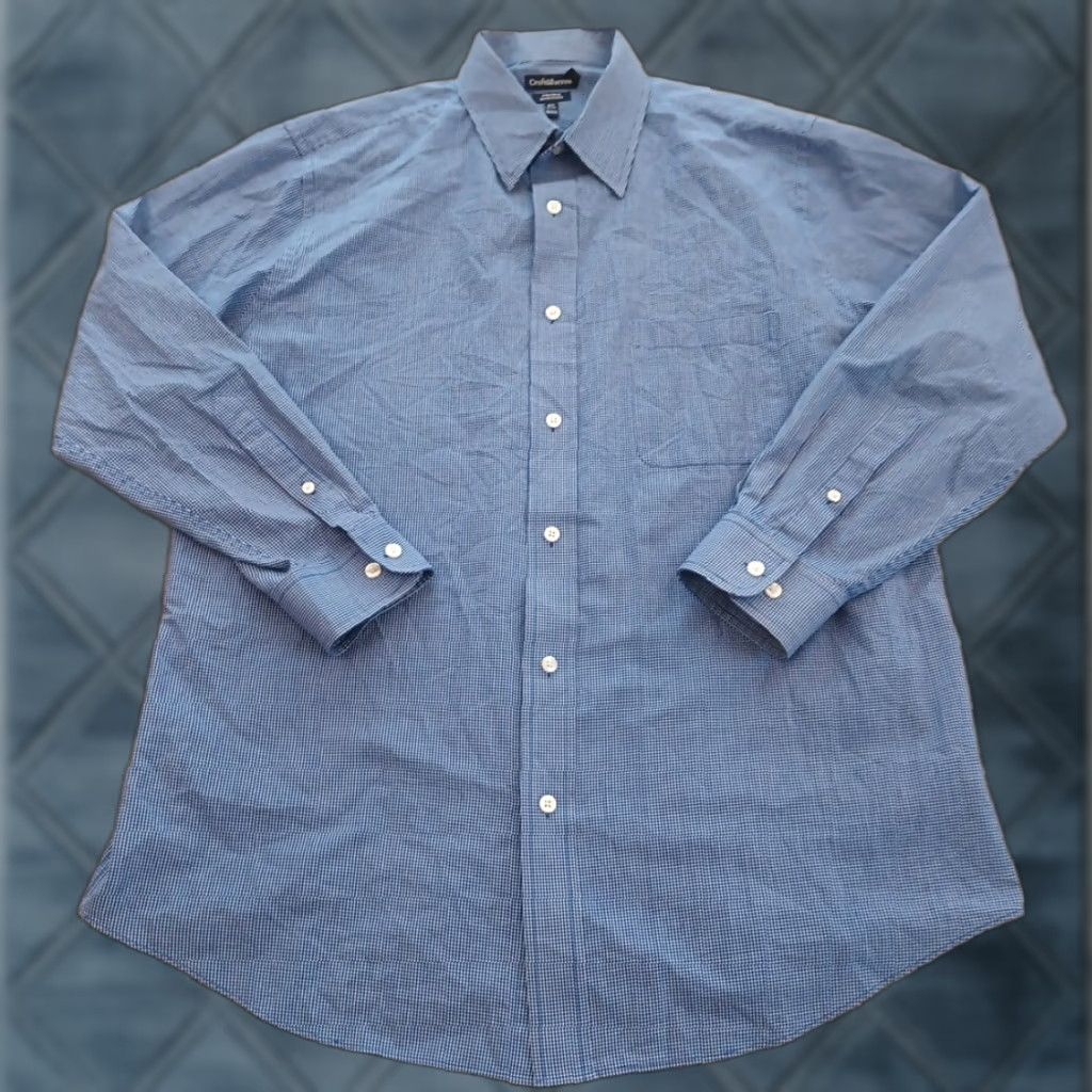 Croft & Barrow Croft & Barrow Shirt Mens 16.5 Blue Plaid Long Sleeve Button-Up Cotton Blend Womens? No. Size US XL / EU 56 / 4 - 1 Thumbnail