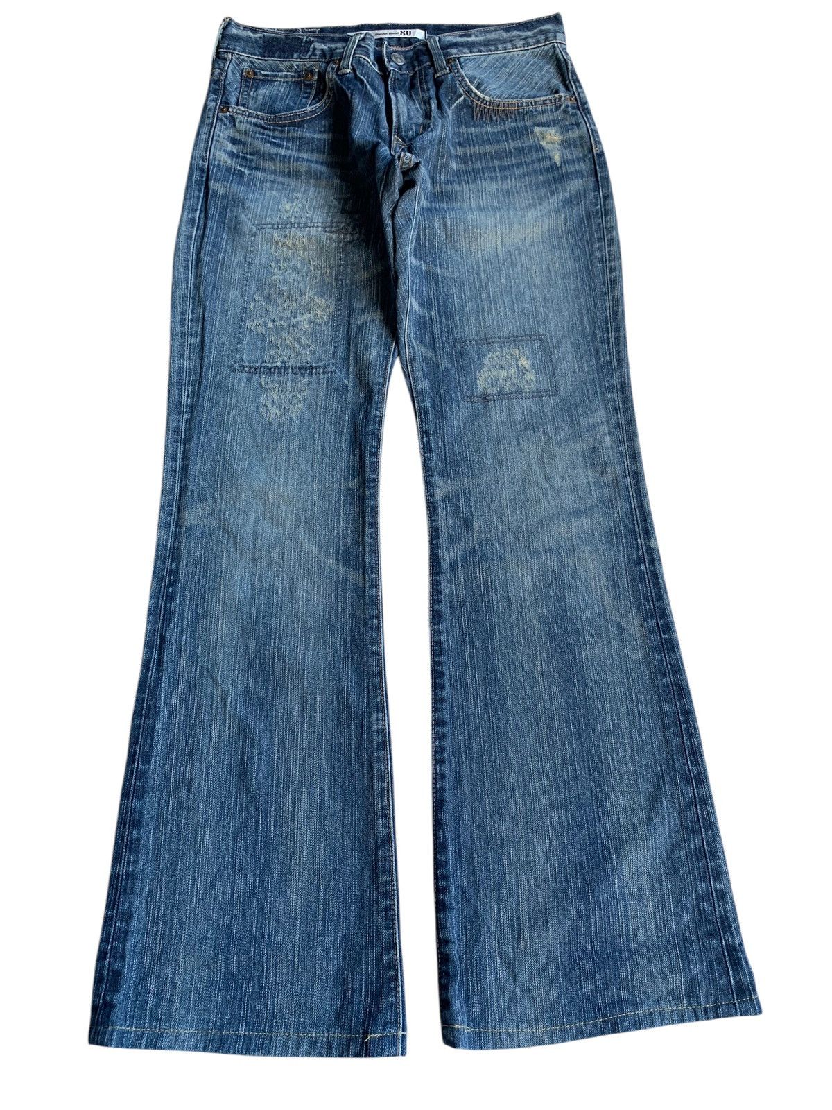 FLARE💥EDWIN XVS JAPANESE PUNK STYLE FADED DISTRESSED DENIM☠️