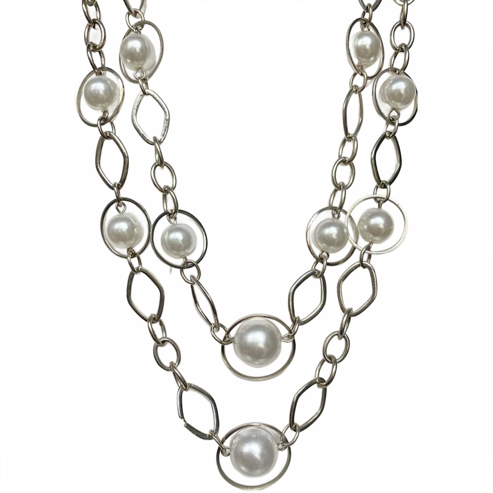 Other Vintage NY&Co Silver Faux Pearl Layered Necklace Size ONE SIZE - 4 Thumbnail