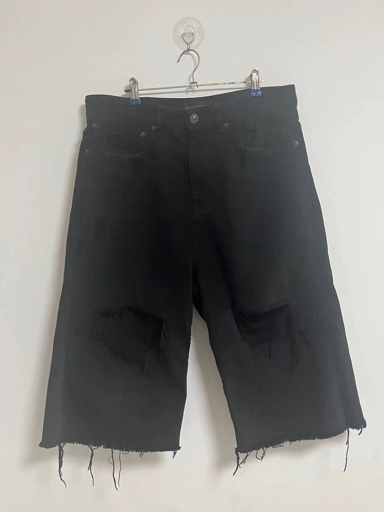 Balenciaga Balenciaga size XS Black loose denim shorts with holes in Size US 27 - 1 Thumbnail