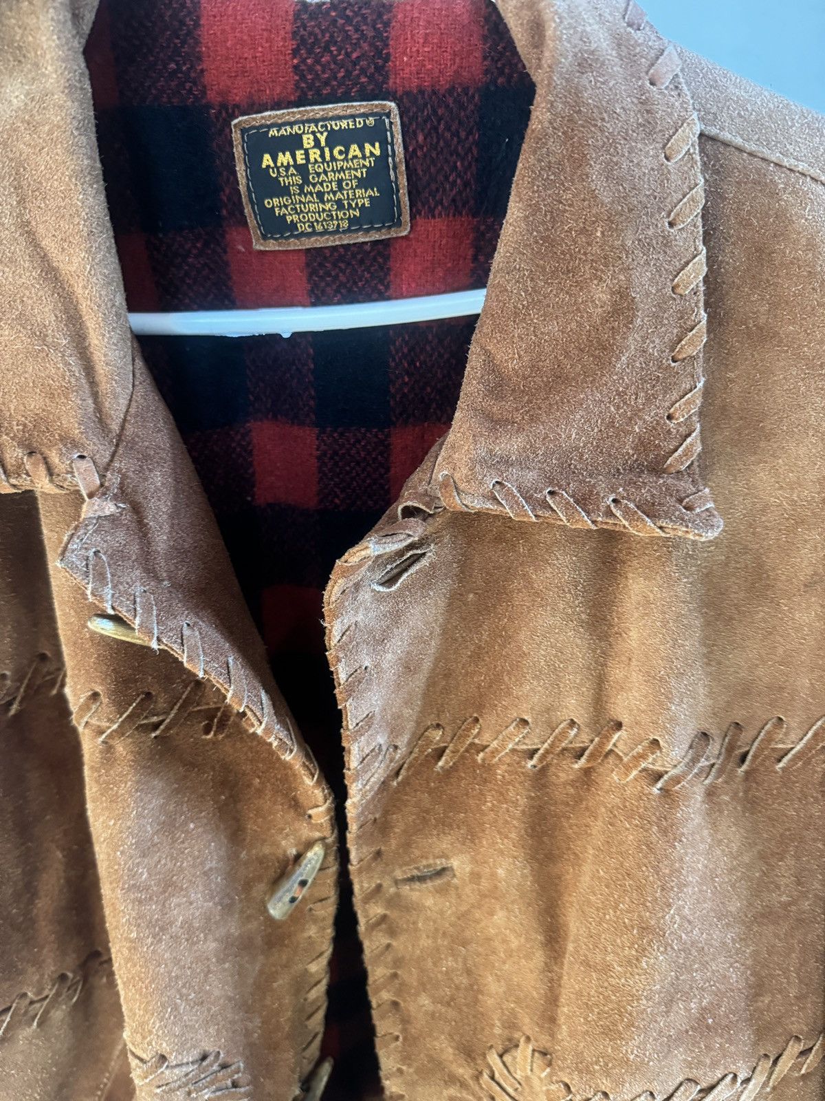 Designer American Vintage Suede Leather Jacket w/ Whipstitch Size US L / EU 52-54 / 3 - 7 Thumbnail