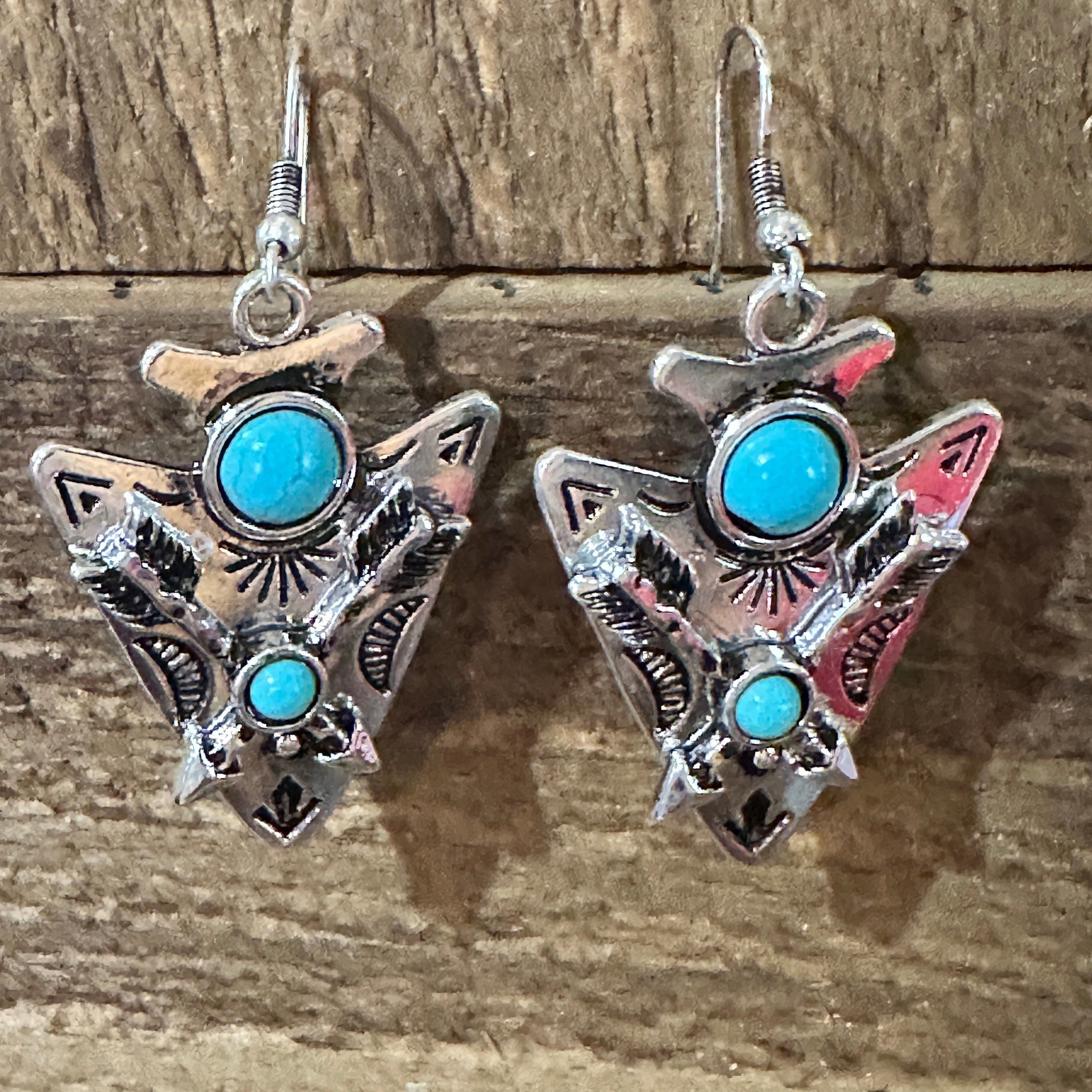 Other Boho Chic Turquoise-Embellished Native Arrowhead Dangle Earr Size ONE SIZE - 2 Thumbnail