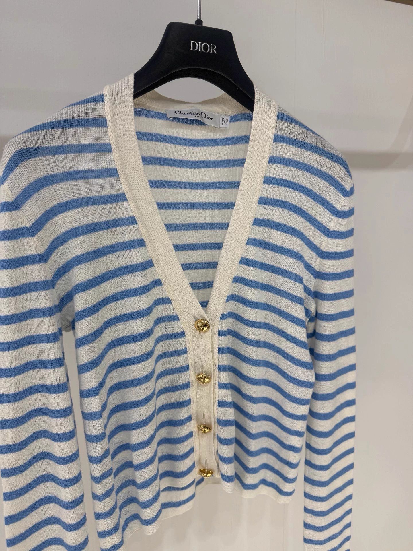 Dior Dior thin blue white stripe linen cardy 99 new FR38 Size S / US 4 / IT 40 - 2 Thumbnail