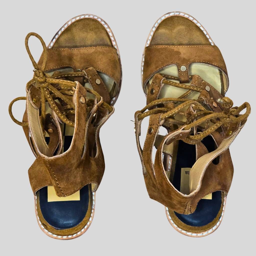 Dolce Vita Dolce Vita Lyndon Brown Suede Lace-Up Sandals 6.5 Size US 6.5 / IT 36.5 - 10 Thumbnail