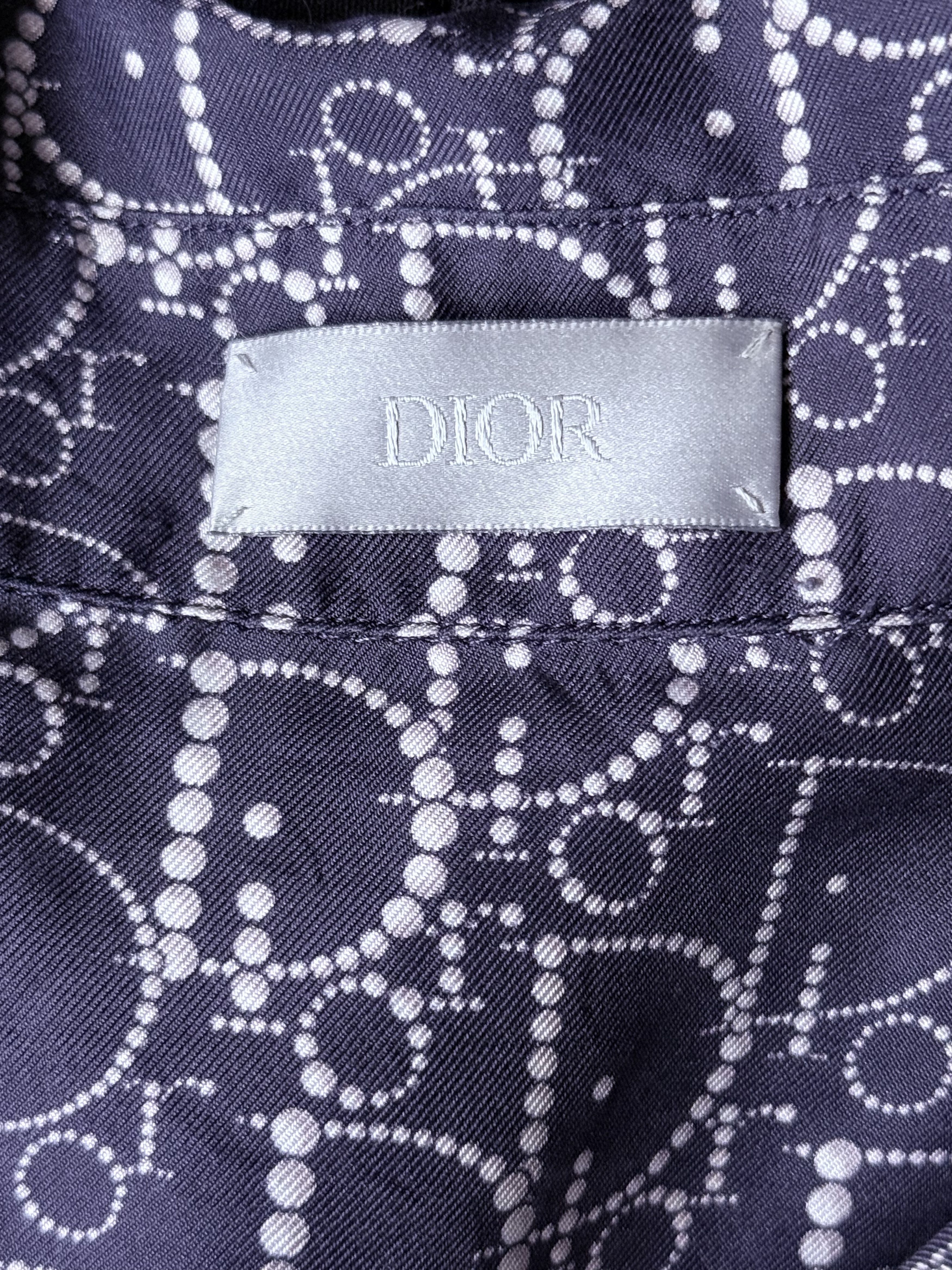 Dior Dior Navy Pearl Oblique Button Up Shirt Size US M / EU 48-50 / 2 - 3 Thumbnail
