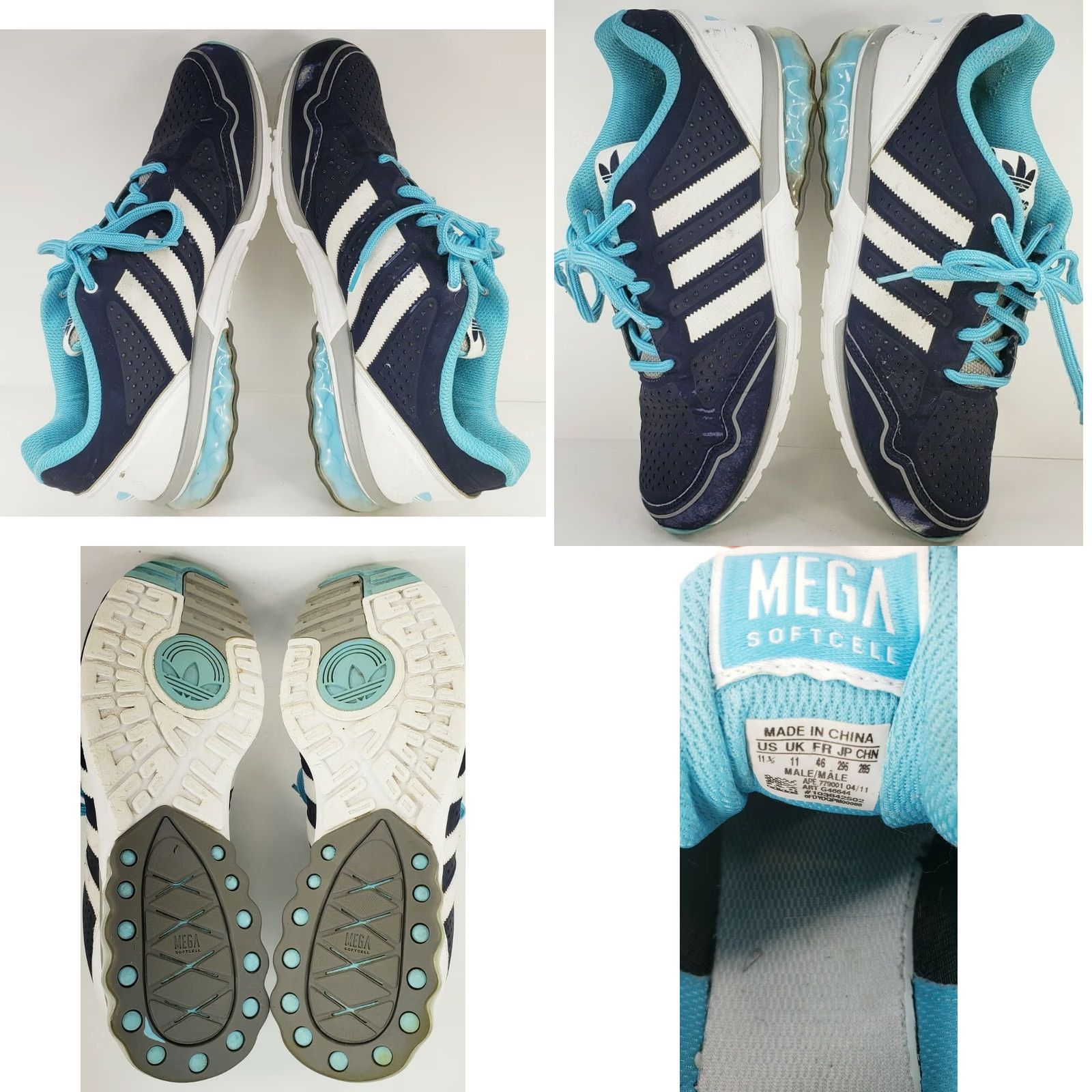 Adidas Adidas Mega SoftCell Sneaker Men's 11.5M Blue White Turquoise G46644 Size US 12 / EU 45 - 8 Thumbnail