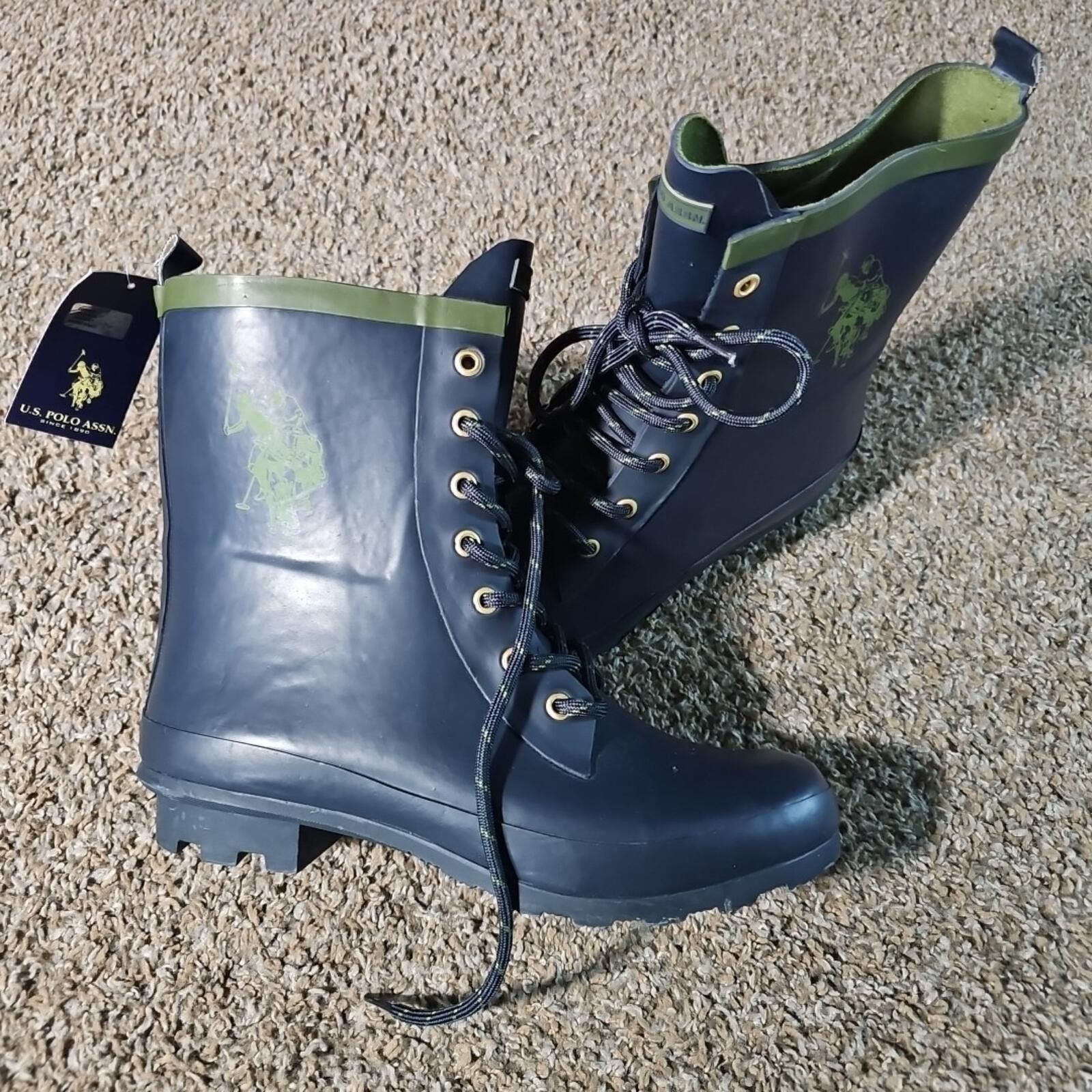 Polo Ralph Lauren U.S. Polo Jacky Lace Up Rubber Boots 9M NWT NWD Size US 9 / IT 39 - 1 Thumbnail
