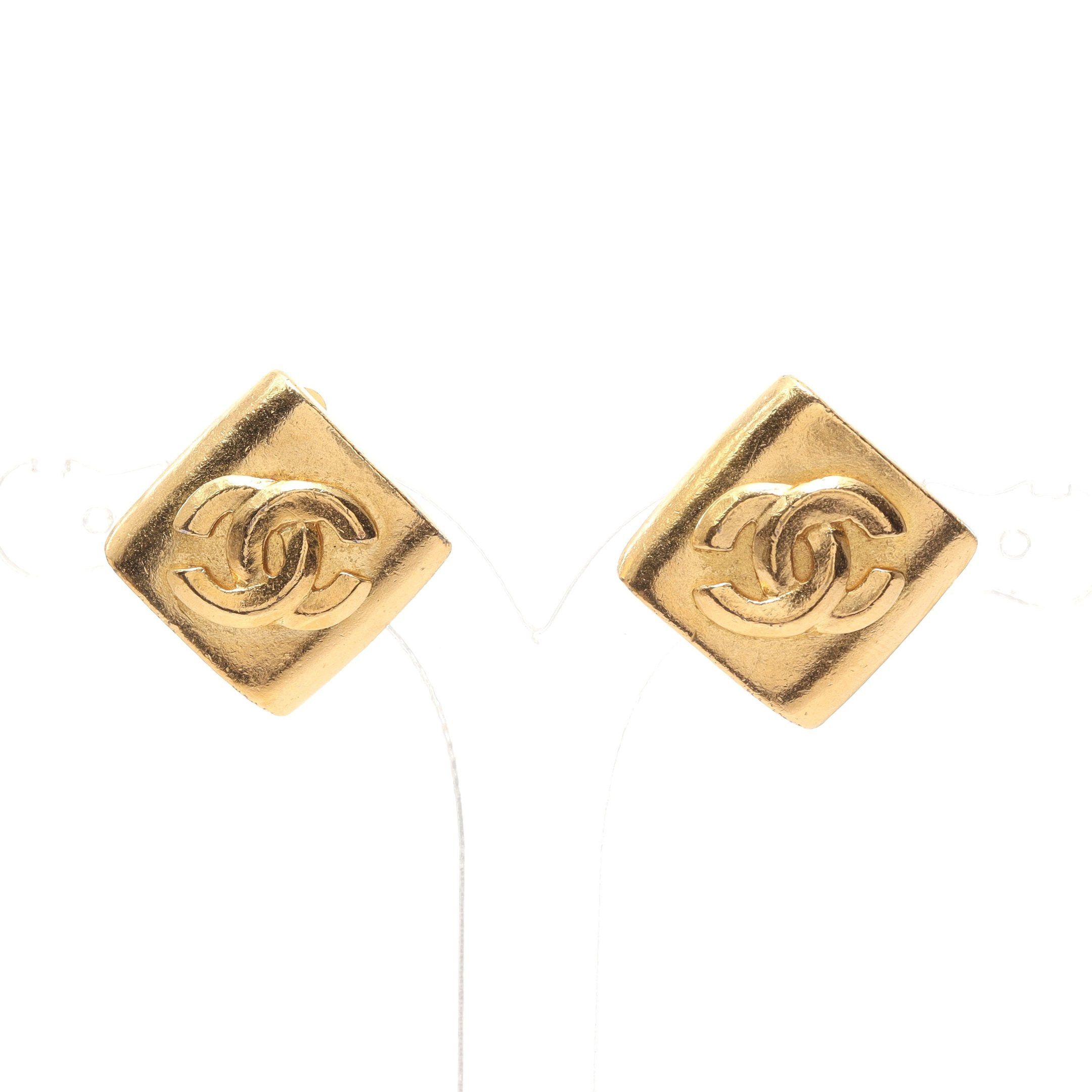image of Chanel Coco Mark Earrings Gp Gold 96P, Women's