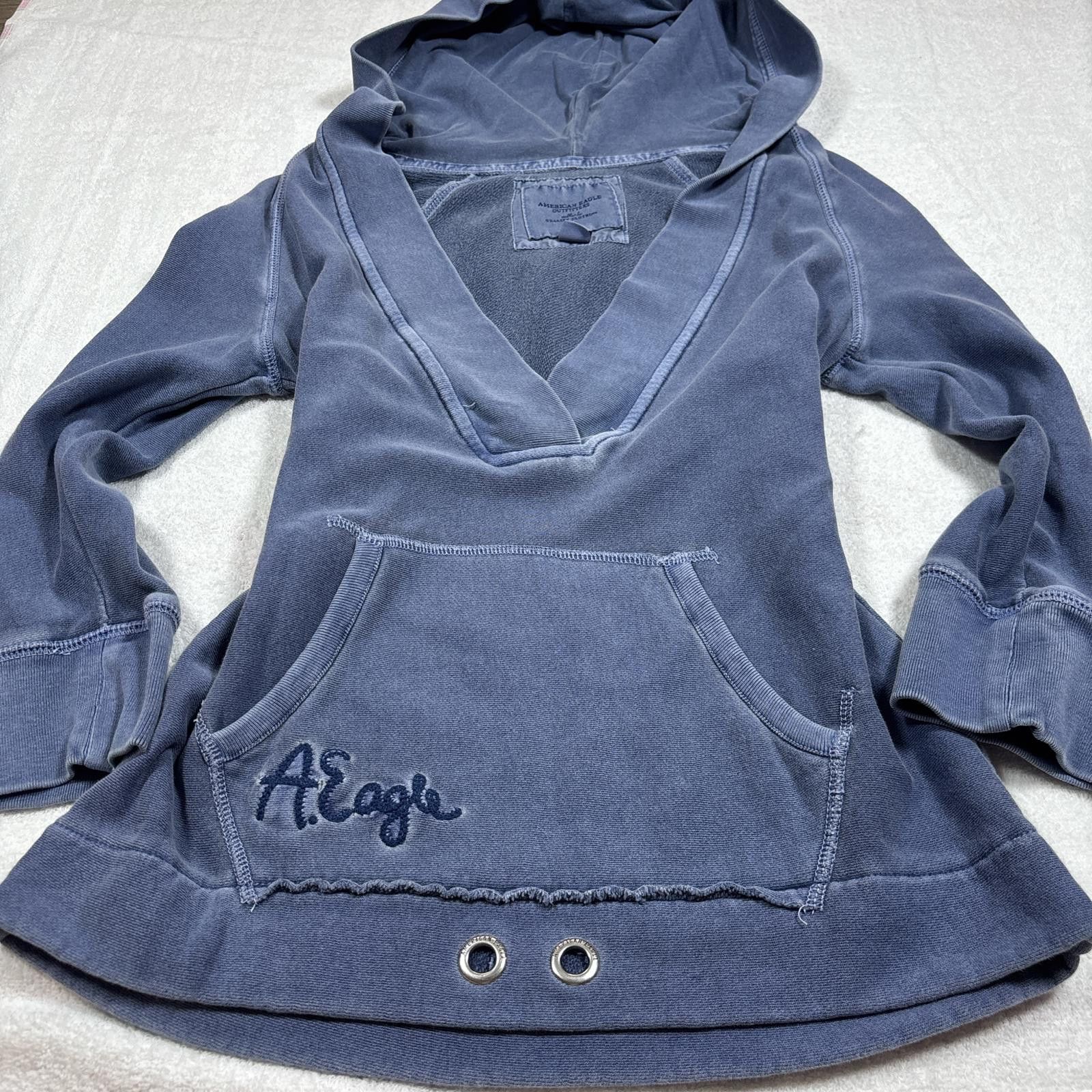 American Eagle Outfitters y2k american eagle blue distressed hoodie Size S / US 4 / IT 40 - 2 Thumbnail