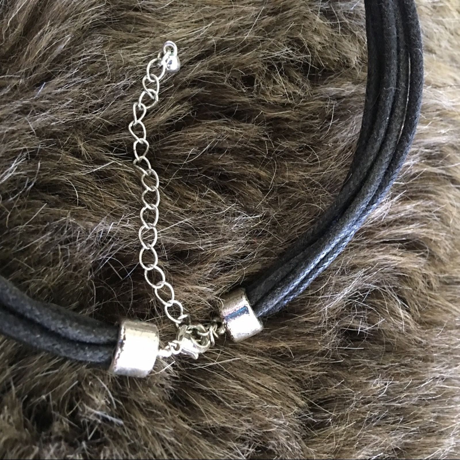 Jewelry Multi strand leather cord silver accent choker Size ONE SIZE - 7 Thumbnail
