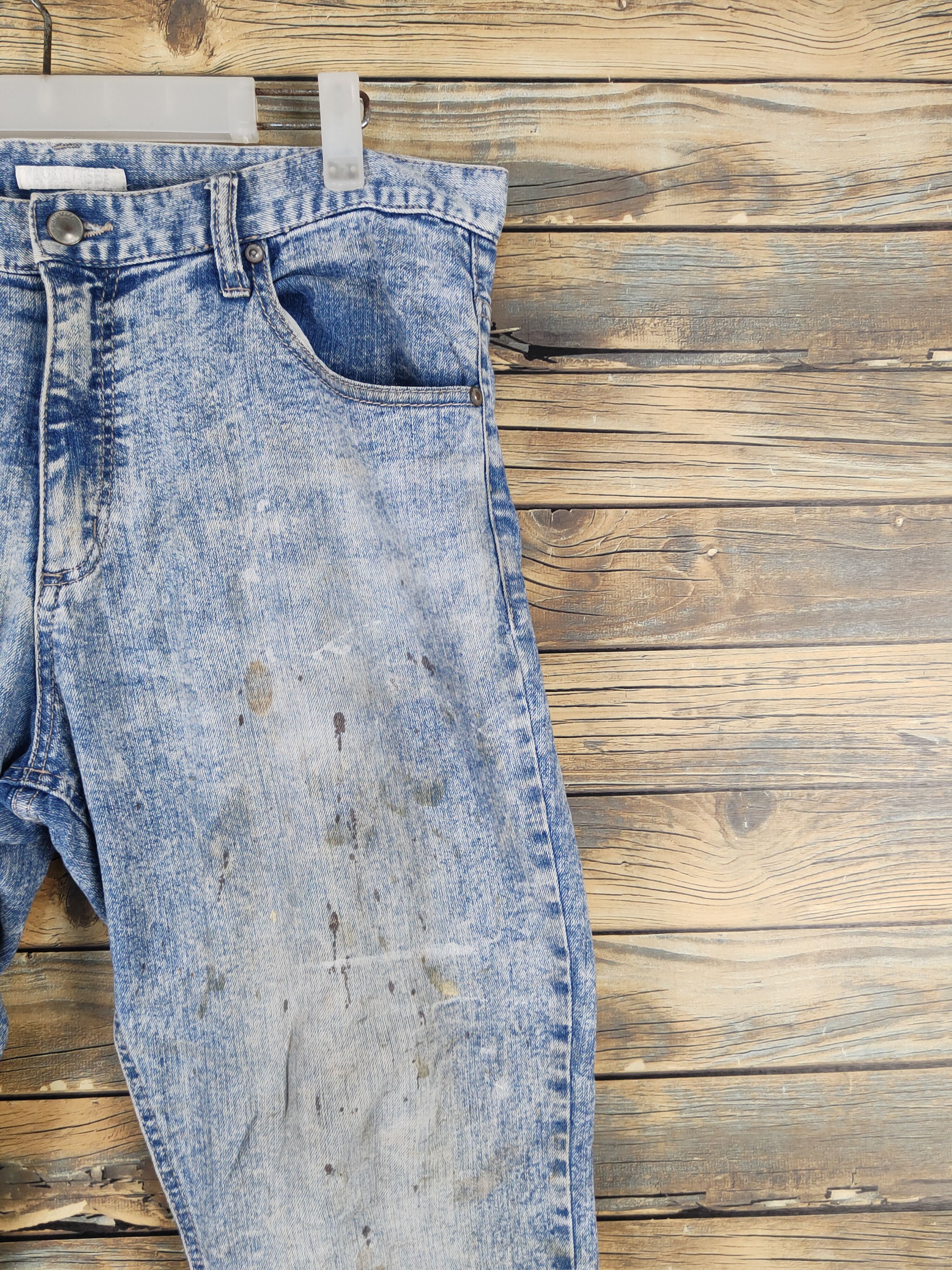 Japanese Brand Avail Mode Blue Distressed Ripped vintage denim Jeans #W1565 Size US 34 / EU 50 - 5 Thumbnail