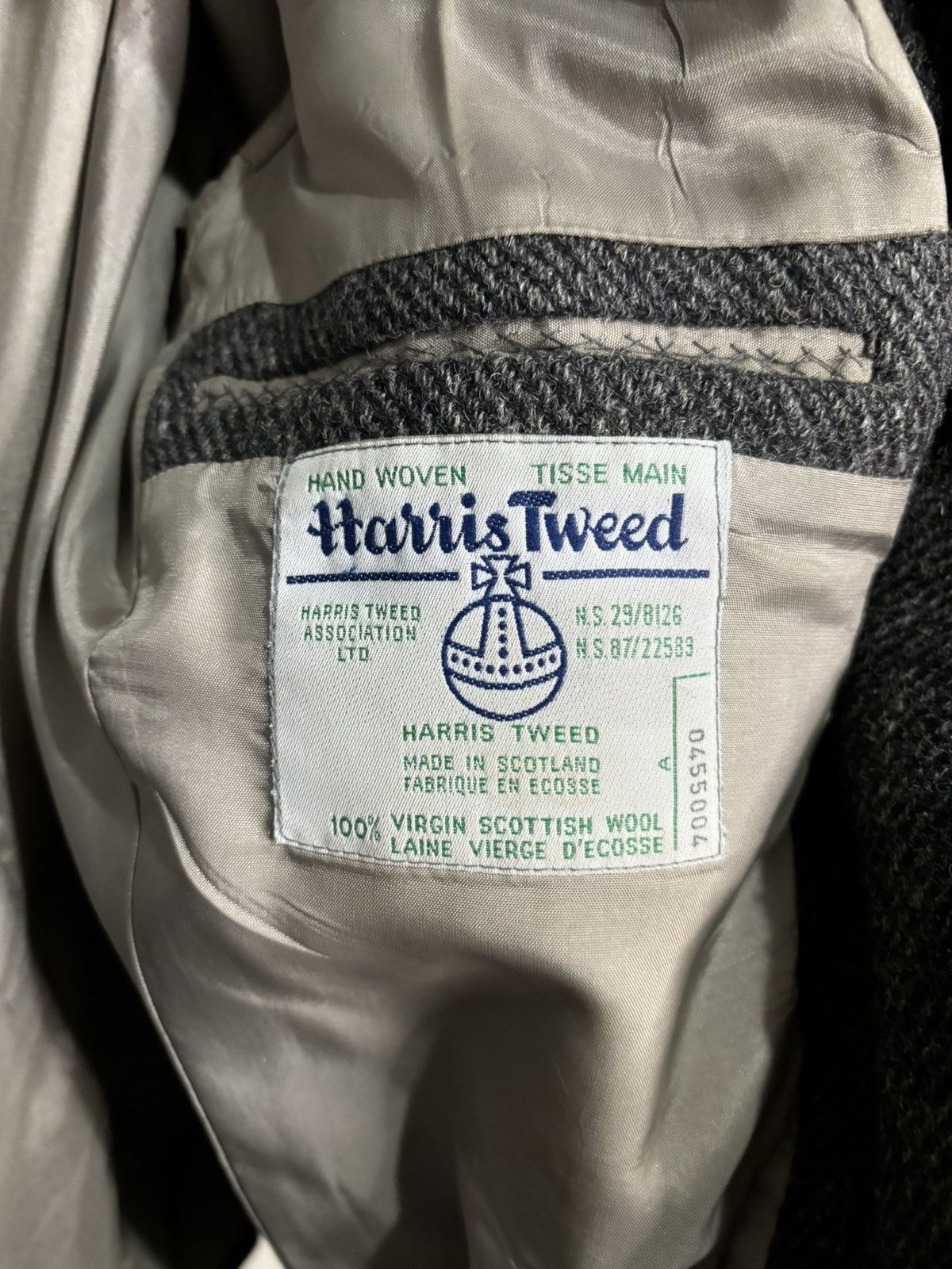 Harris Tweed × Vintage Vintage 1990s Harris Tweed Grey Wool Suit Blazer Size 44R - 5 Thumbnail
