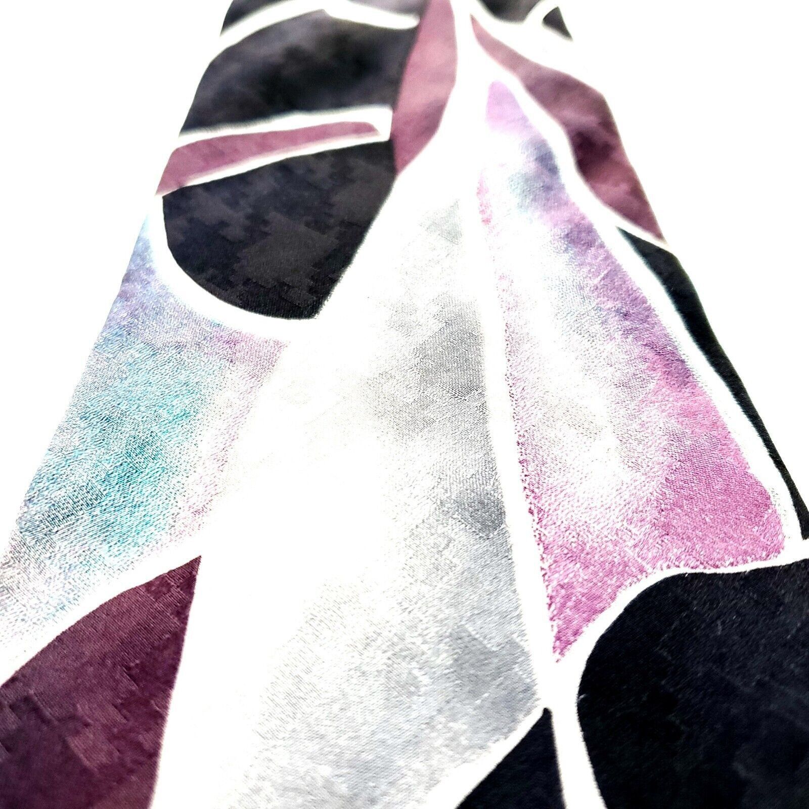 Pierre Cardin Pierre Cardin Silk Tie Print Abstract Black Silver Short Size ONE SIZE - 2 Thumbnail