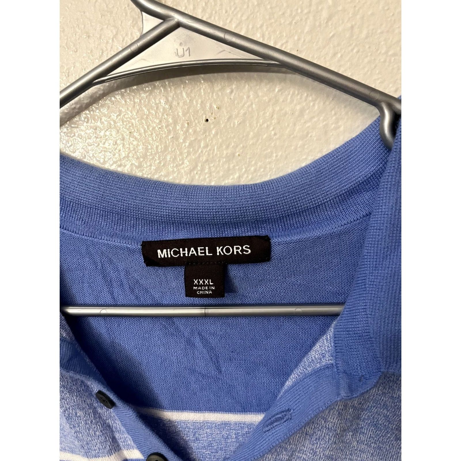 Michael Kors MICHAEL KORS Polo Shirt Mens 3XL Blue Striped Spring Summer Size US XXL / EU 58 / 5 - 2 Thumbnail