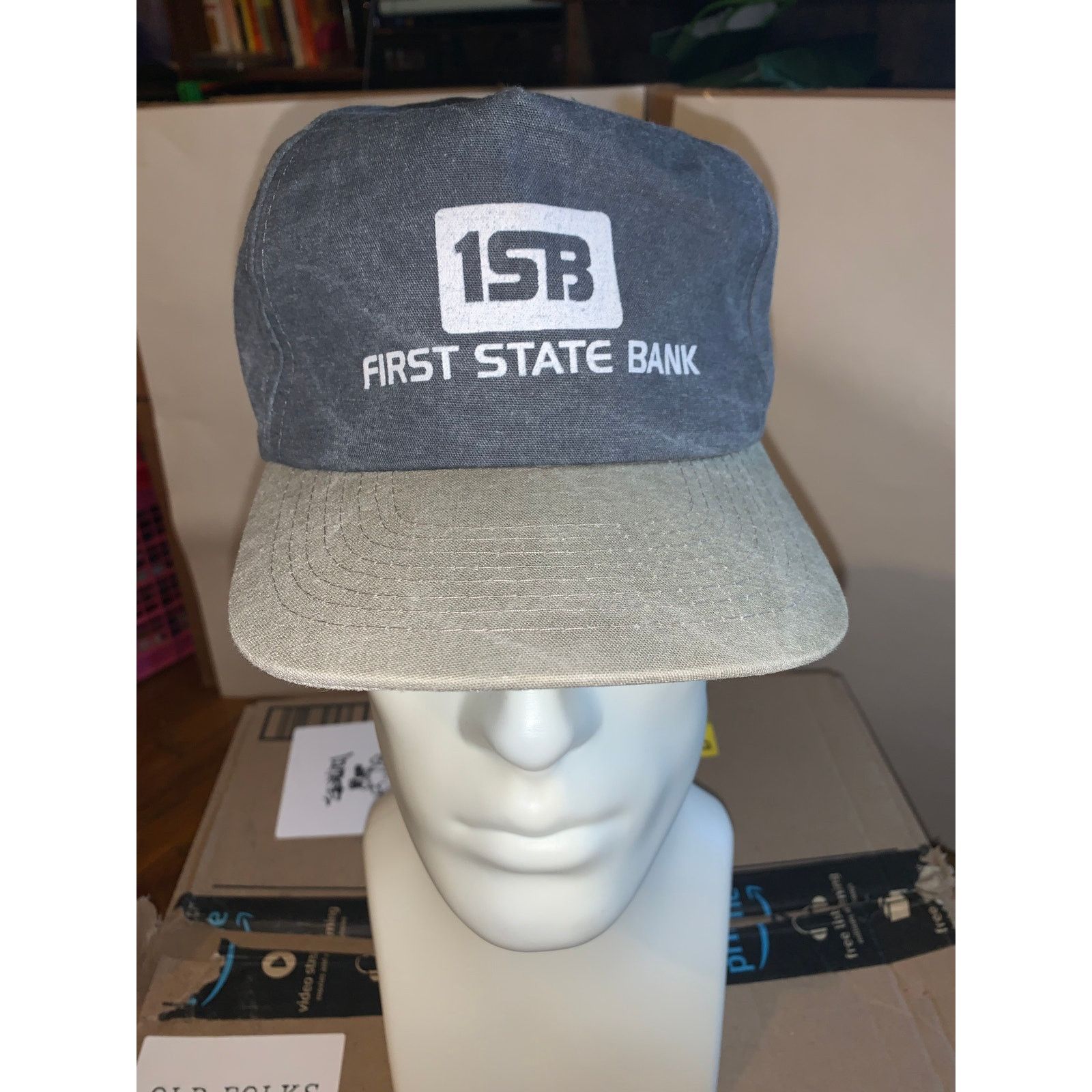 Cobra × Vintage First State Bank Snapback Hat Cobra Caps Gray Khaki Two Tone Size ONE SIZE - 1 Thumbnail