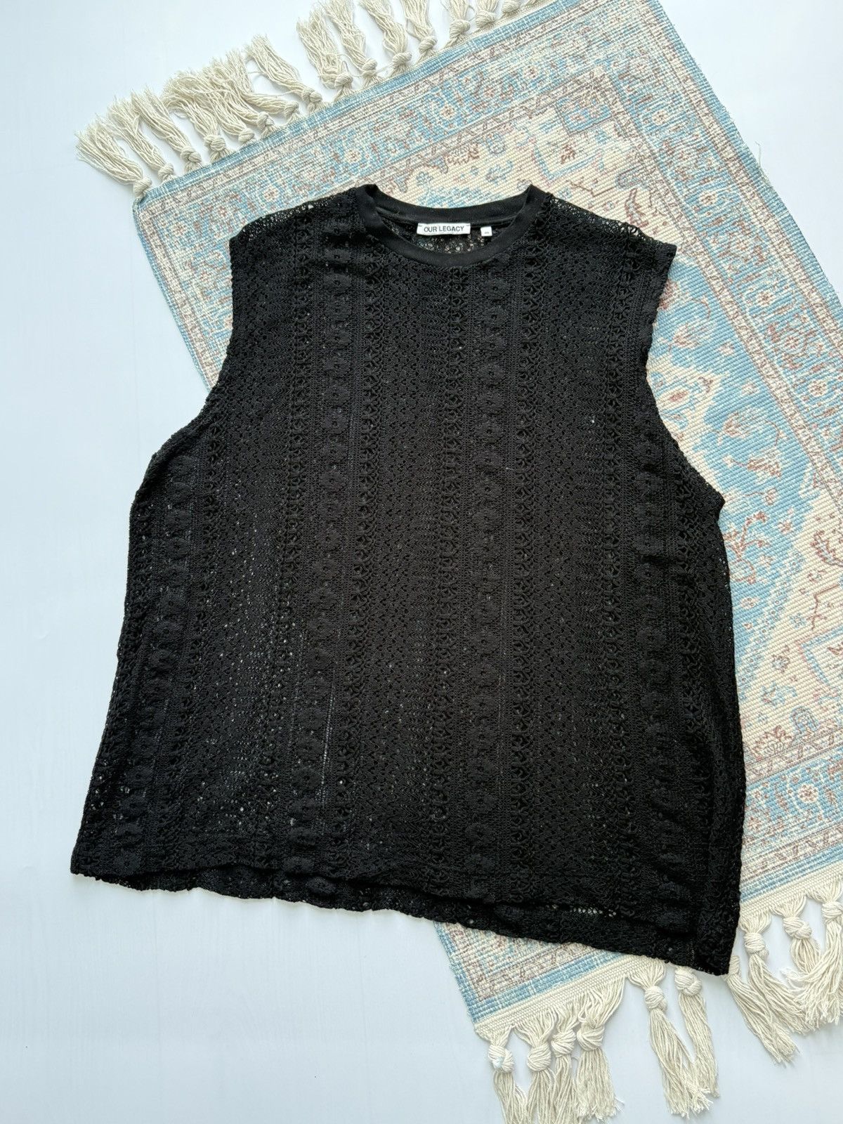 Our Legacy Our Legacy Box Sleeveless Oversized Black Crochet Tank Size US S / EU 44-46 / 1 - 5 Thumbnail
